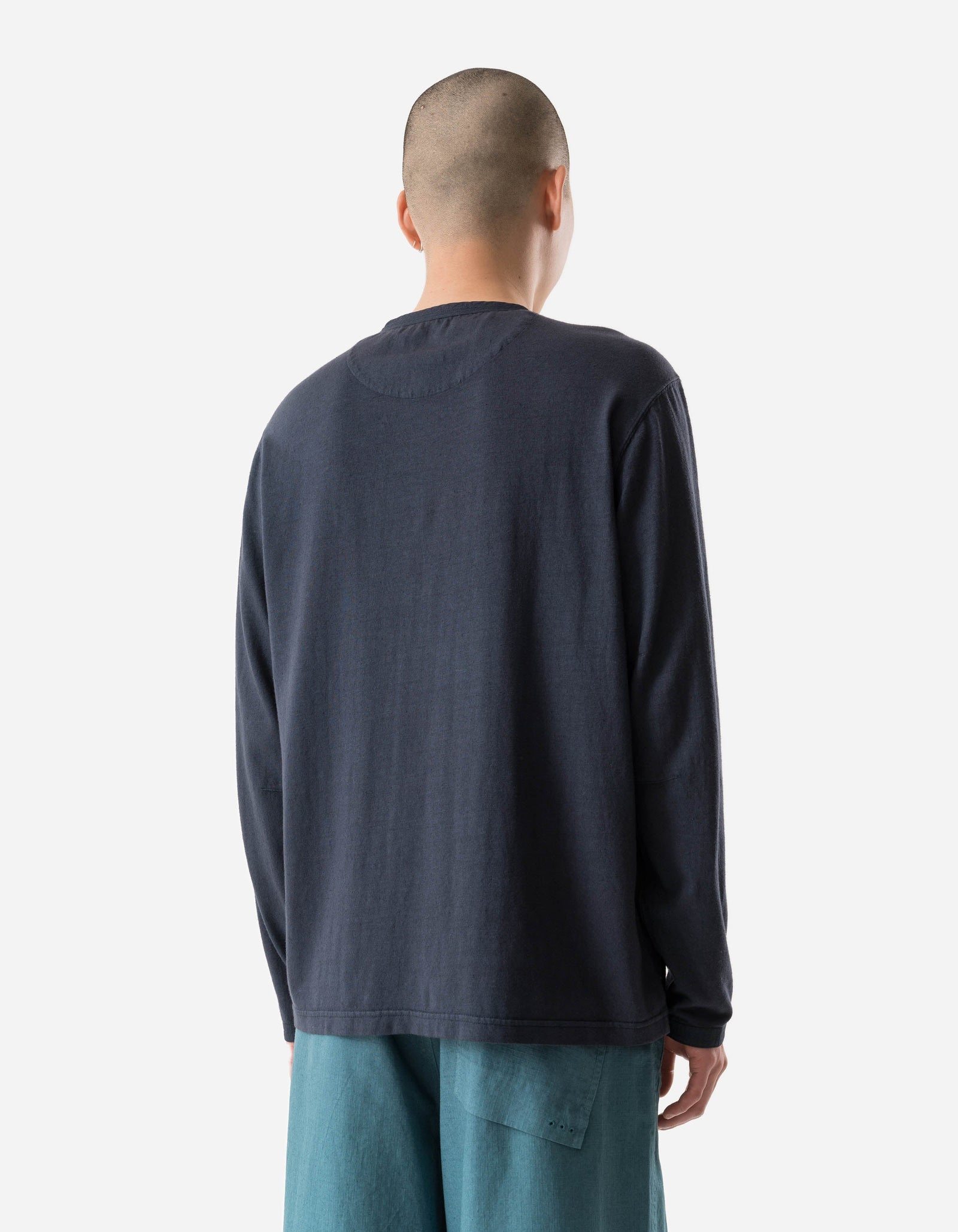 7208 Cotton Hemp Henley L/S T-Shirt Navy