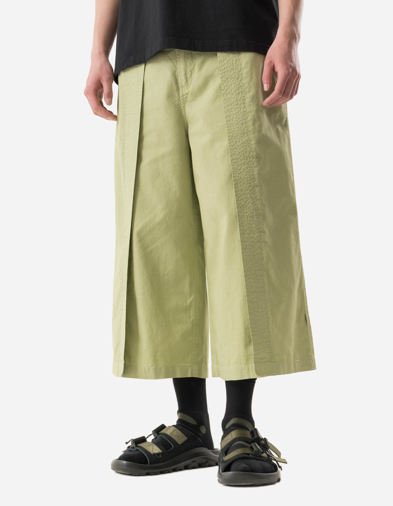 7217 Cropped Hakama Pants Moss Green