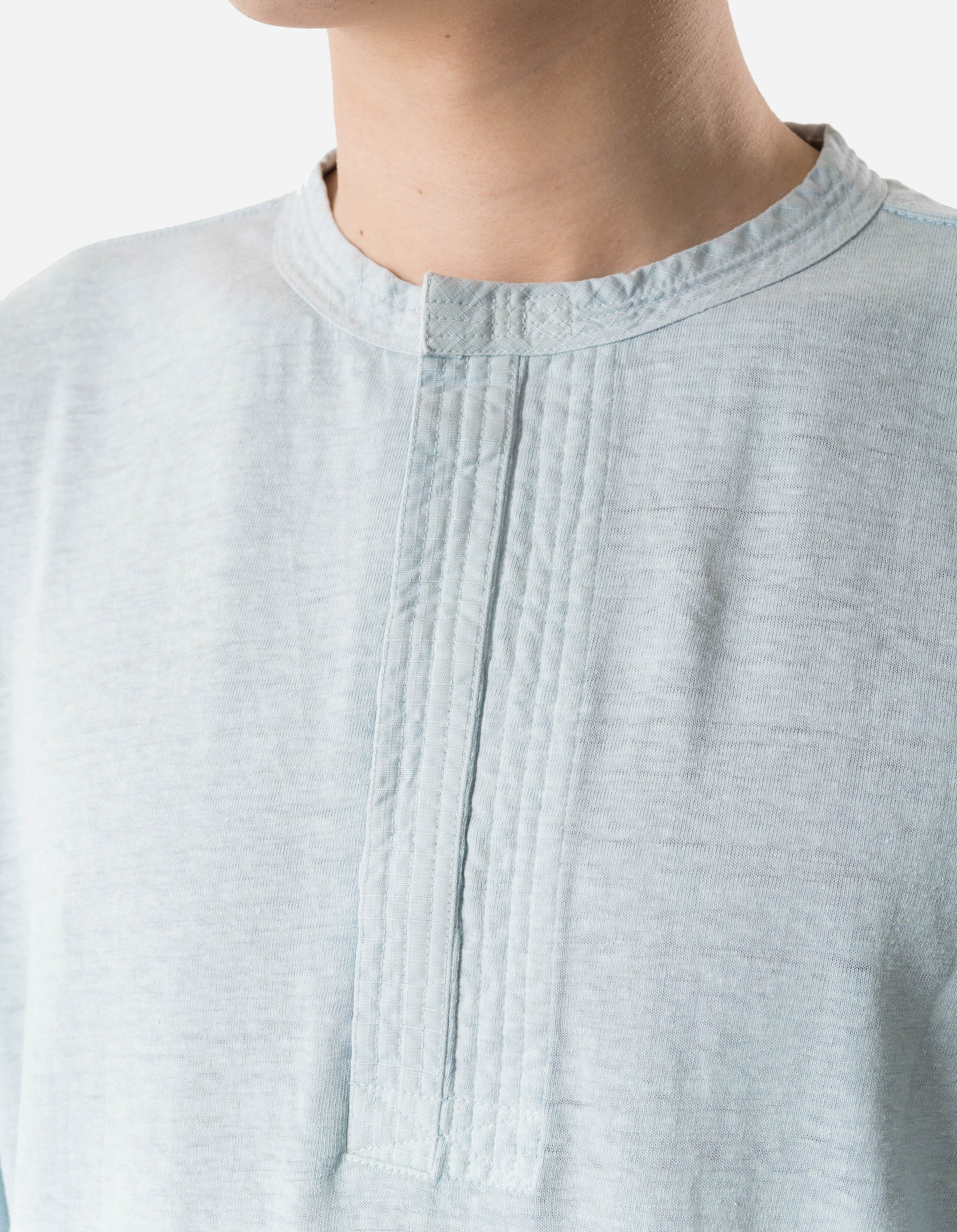 7208 Cotton Hemp Henley L/S T-Shirt Light Blue