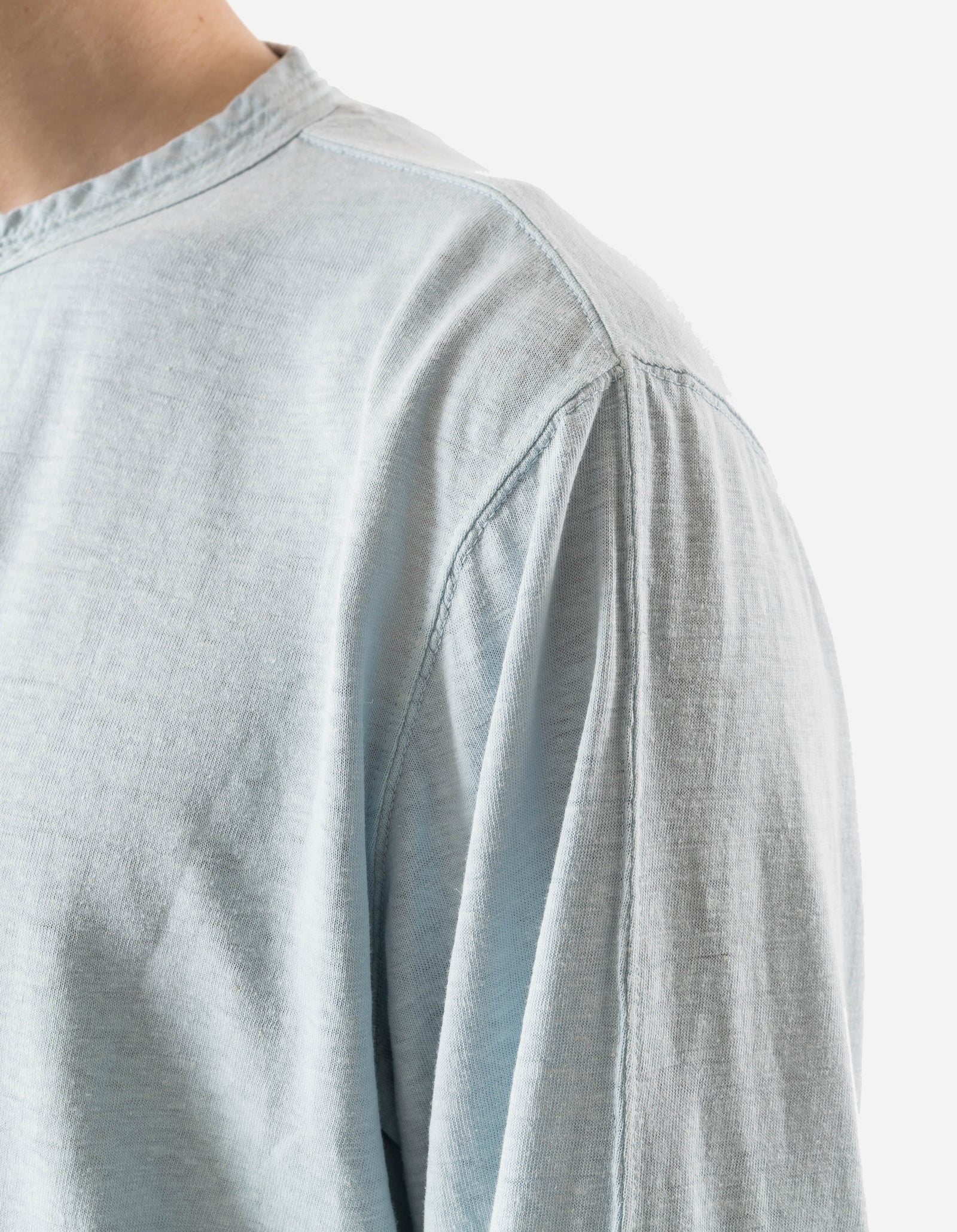 7208 Cotton Hemp Henley L/S T-Shirt Light Blue