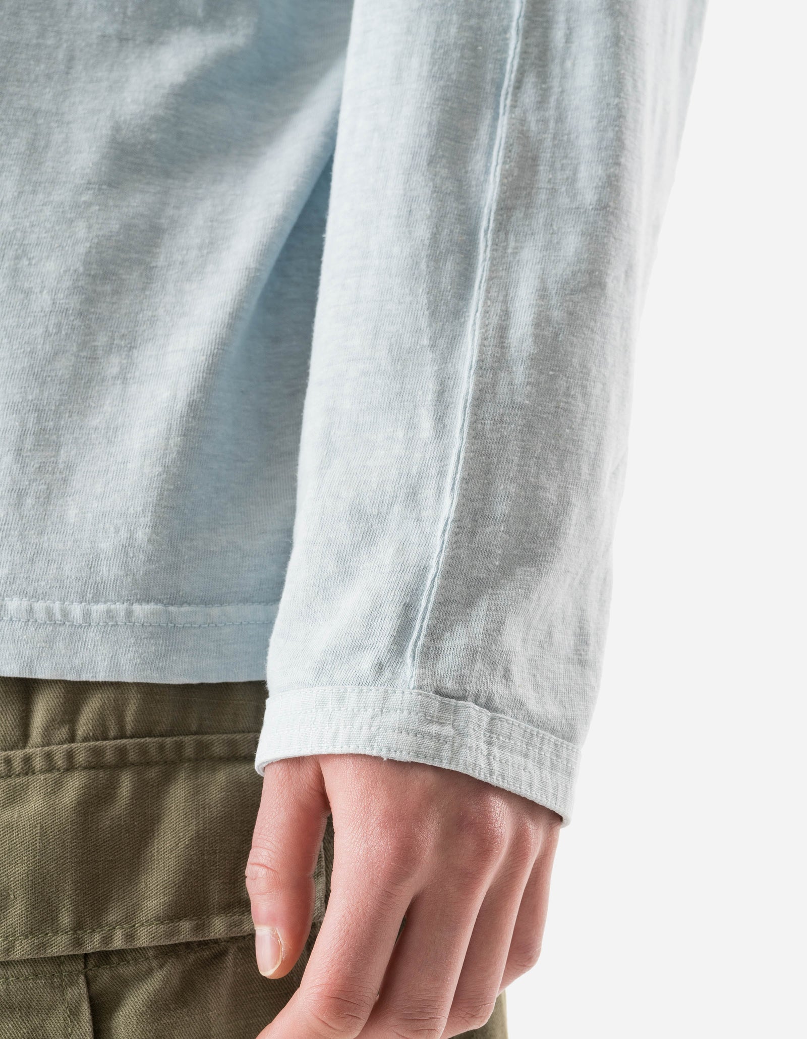 7208 Cotton Hemp Henley L/S T-Shirt Light Blue