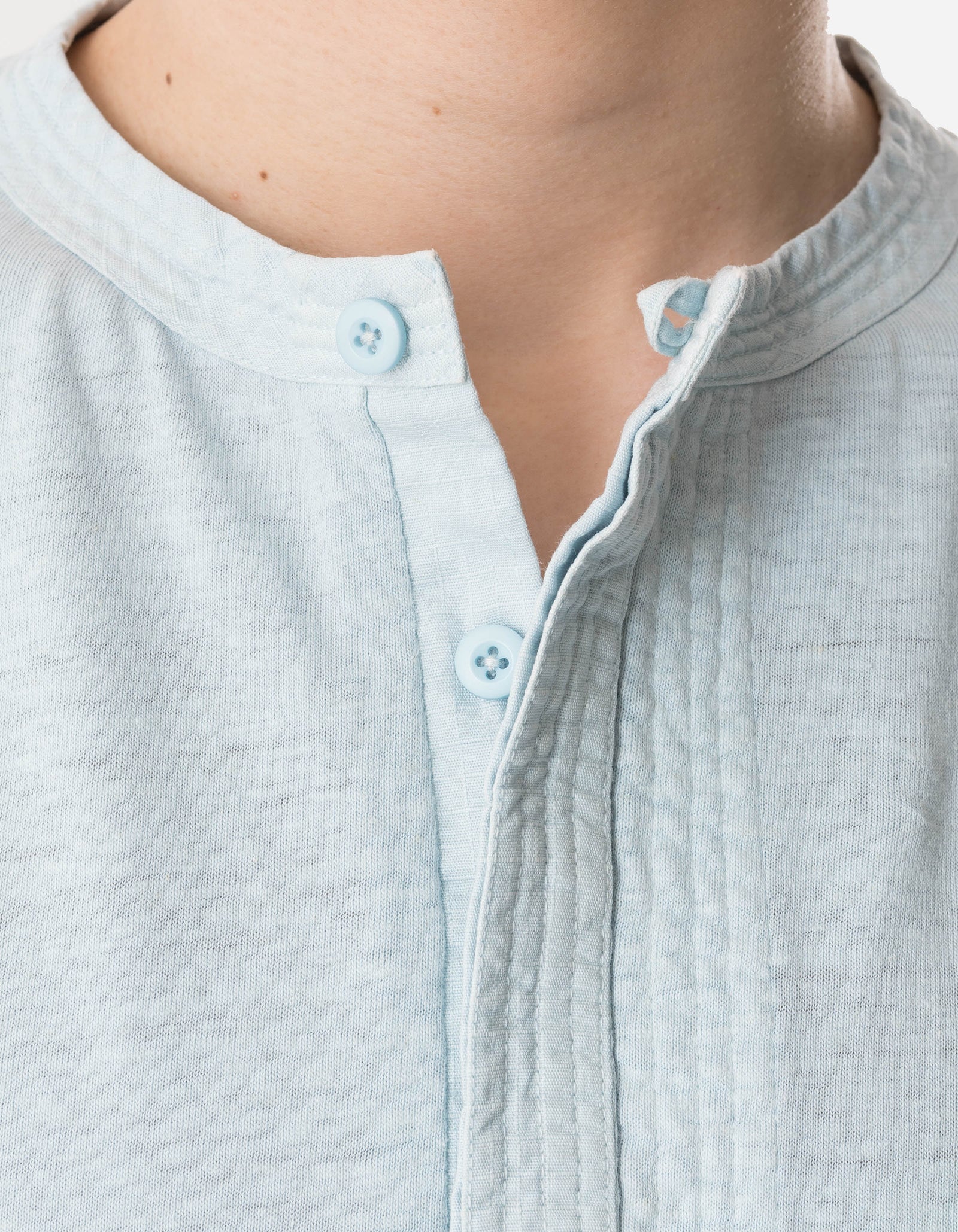 7208 Cotton Hemp Henley L/S T-Shirt Light Blue