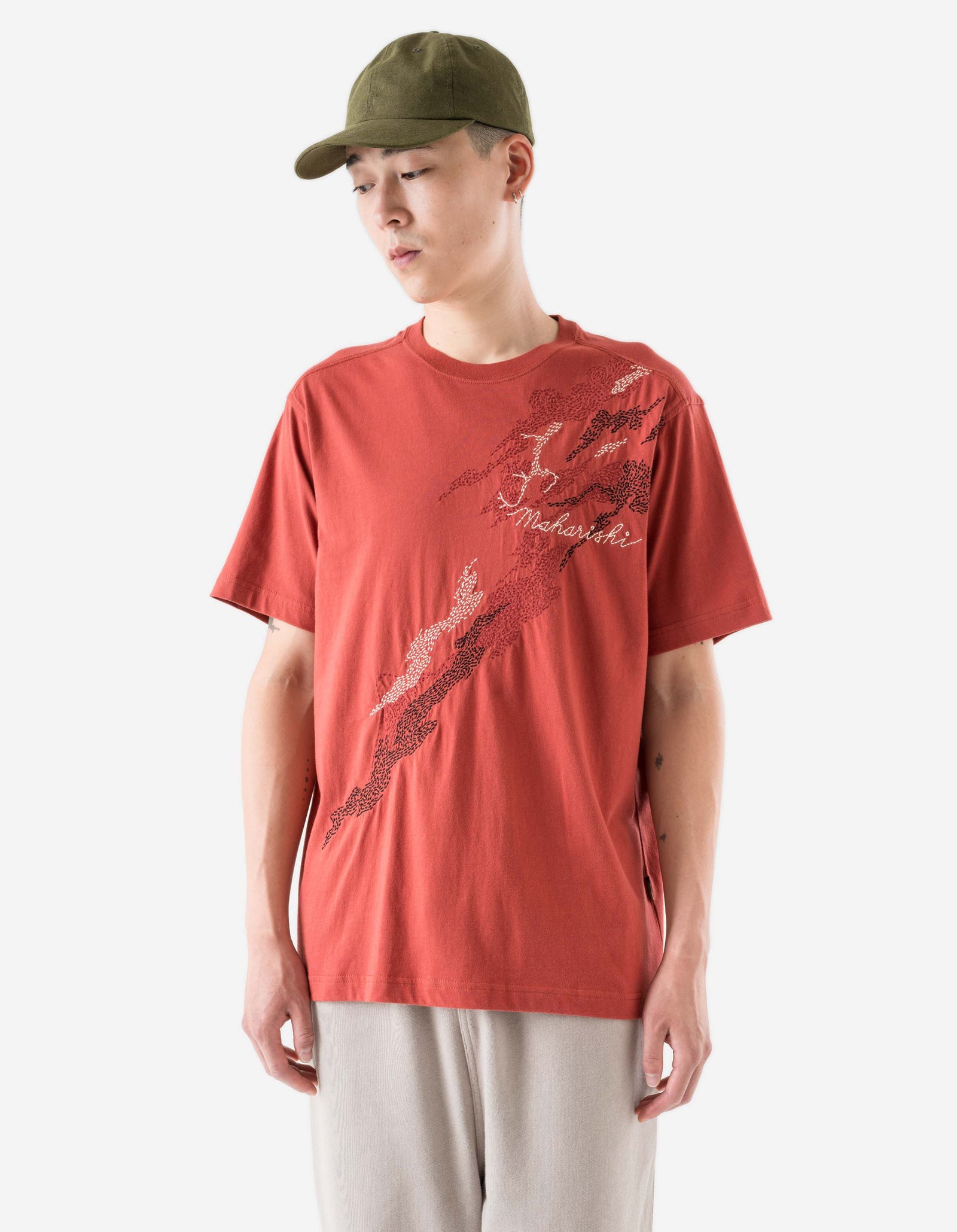 6217 Sashiko Bonsai S/S T-Shirt Redwood