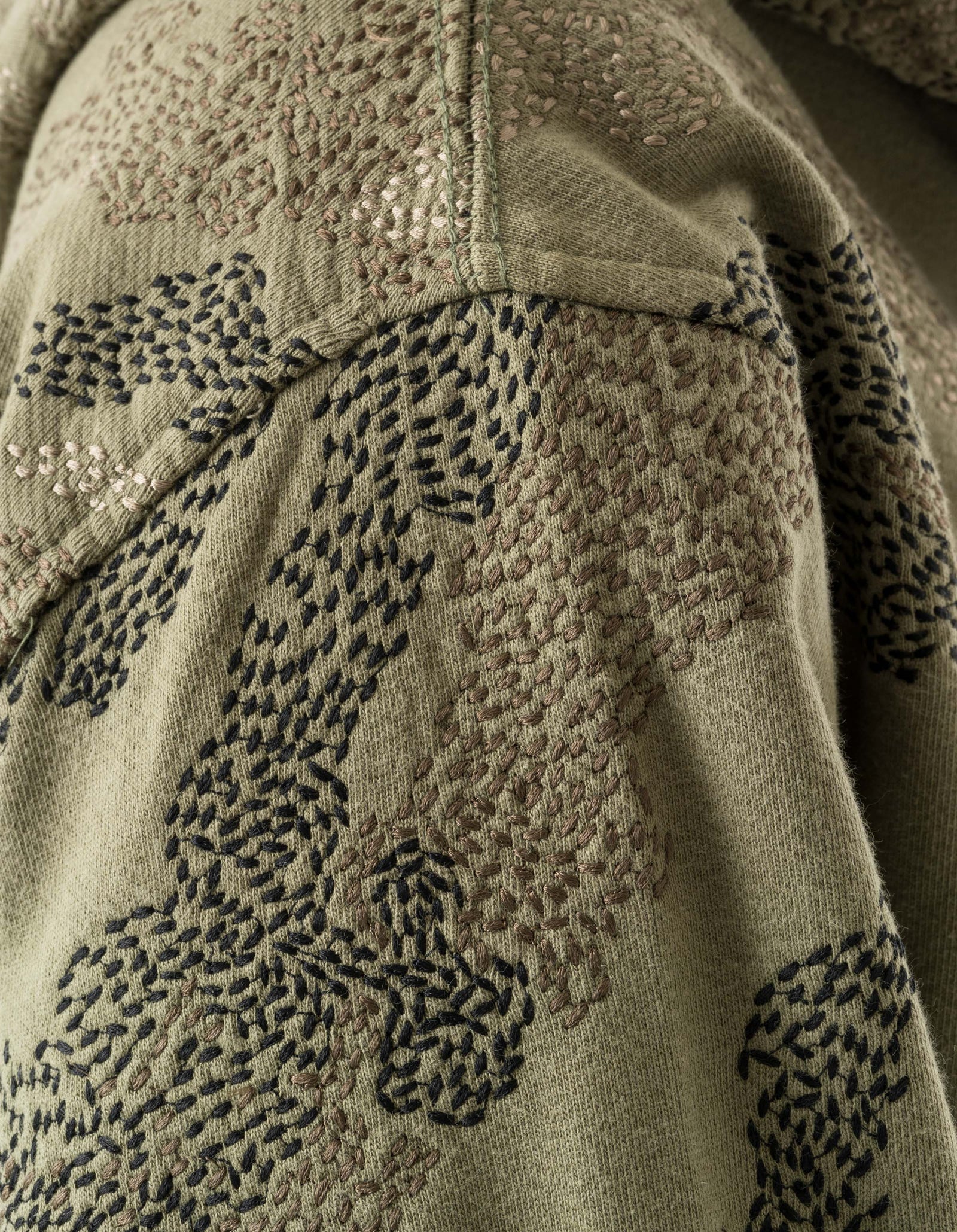 6209 Sashiko Bonsai Hooded Sweat Olive OG-107F