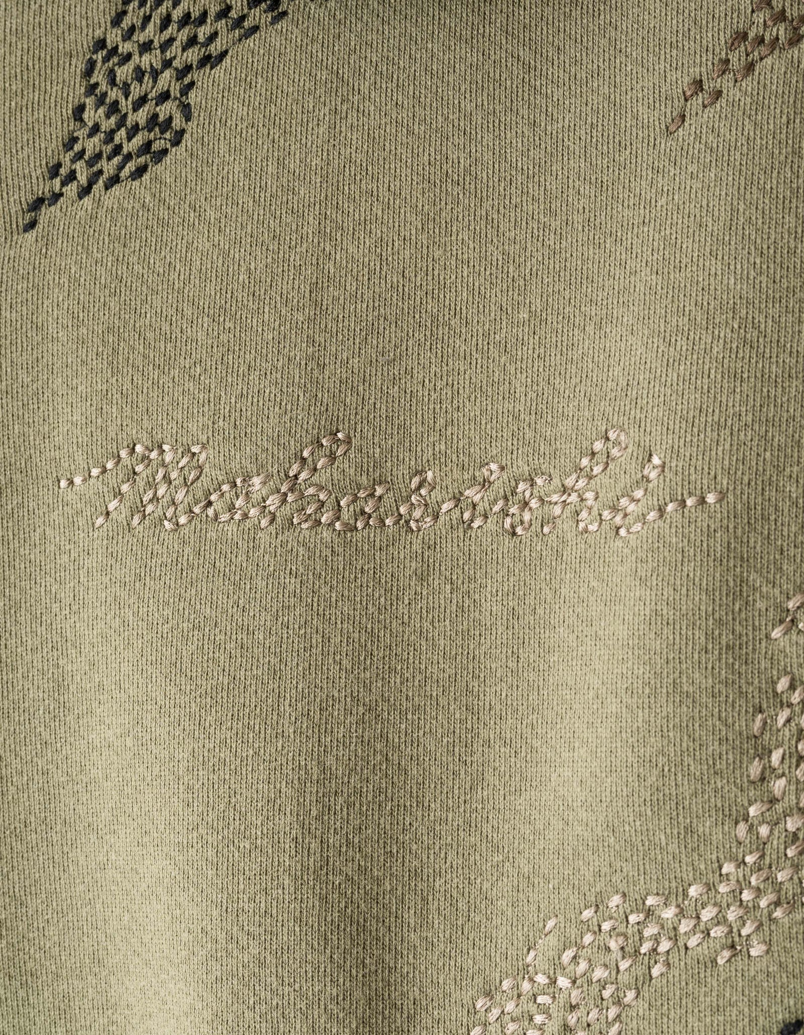 6209 Sashiko Bonsai Hooded Sweat Olive OG-107F