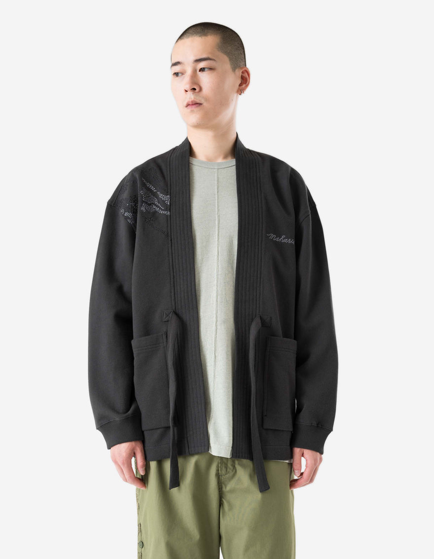6222 Sashiko Bonsai Sweat Kimono Black