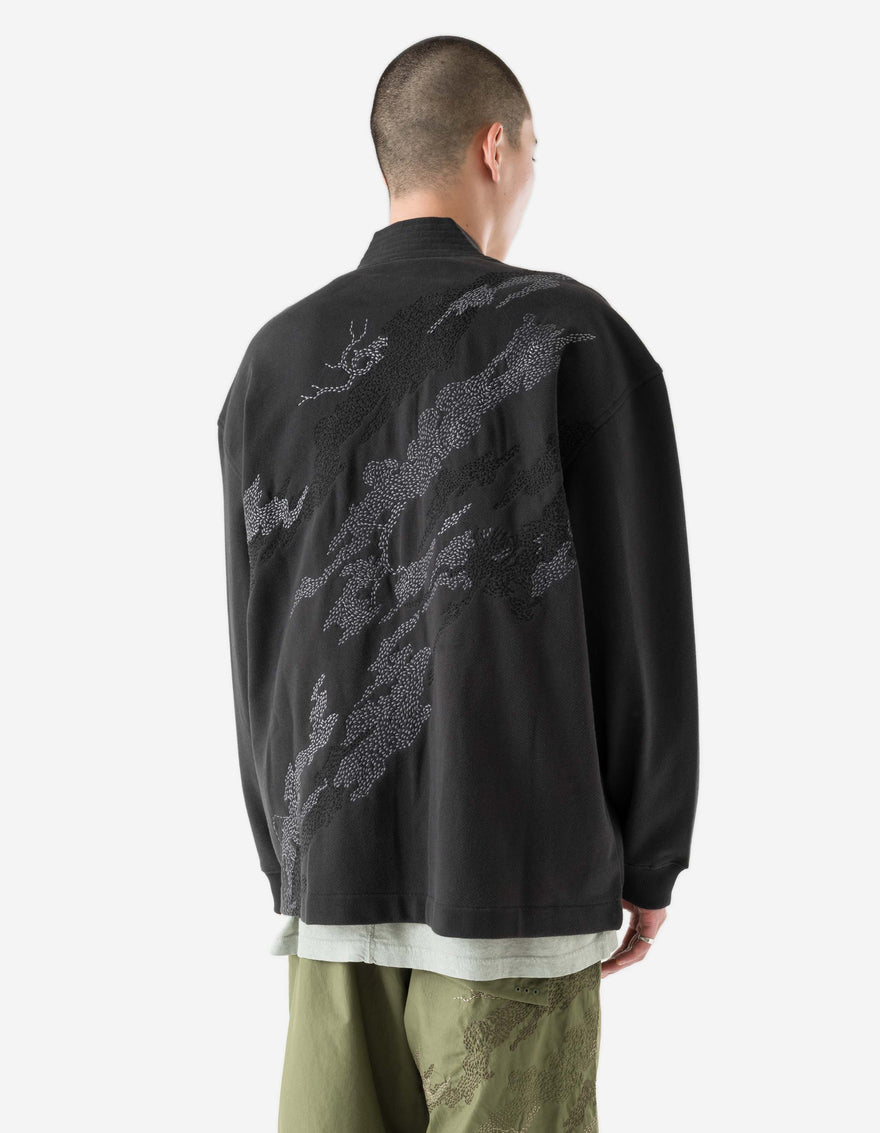 6222 Sashiko Bonsai Sweat Kimono Black