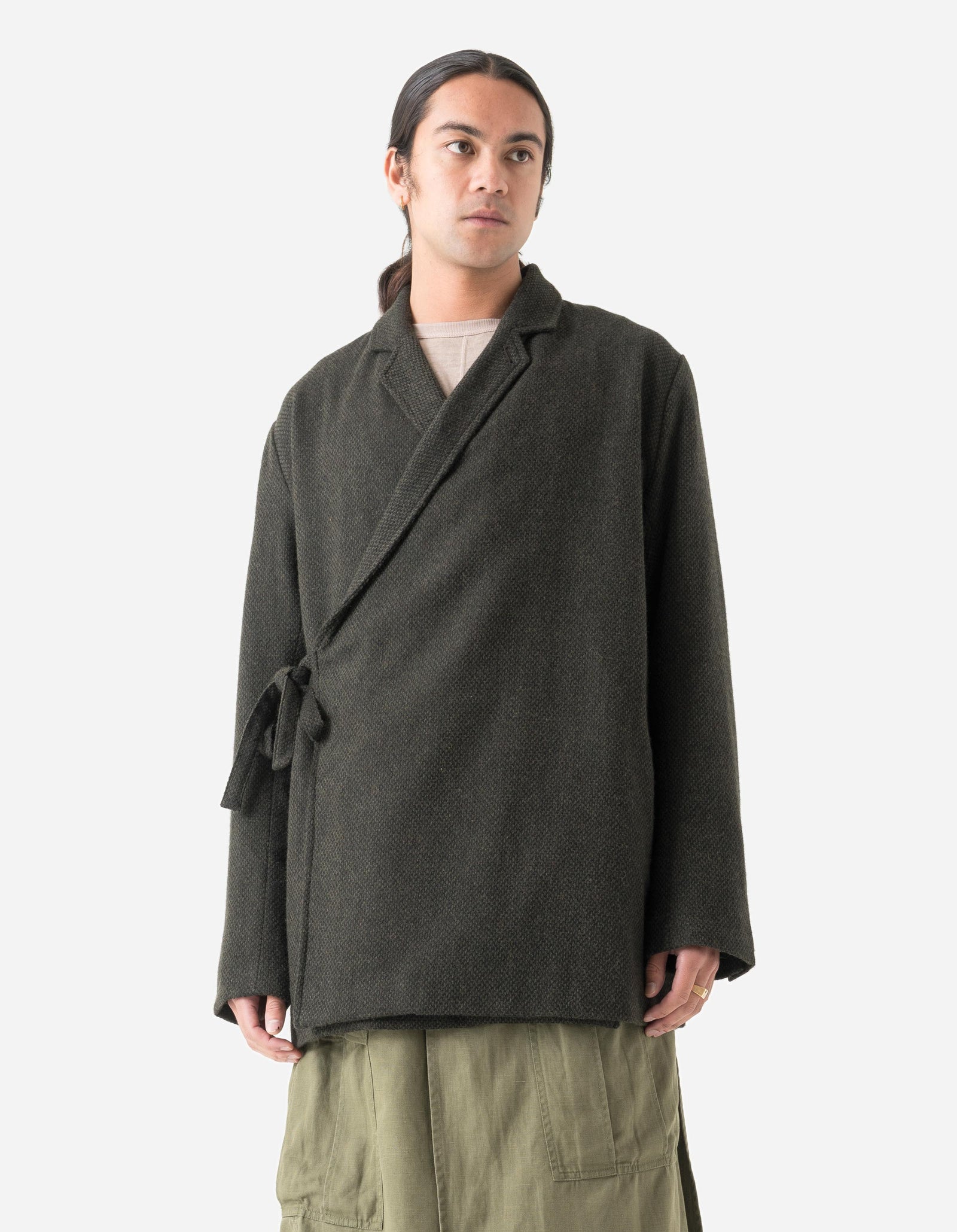 7123 Recycled Wool Kimono Blazer Olive