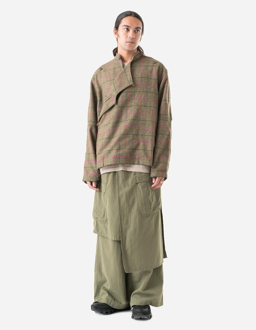 7155 Wool Asym Monk L/S Shirt Olive/Pink