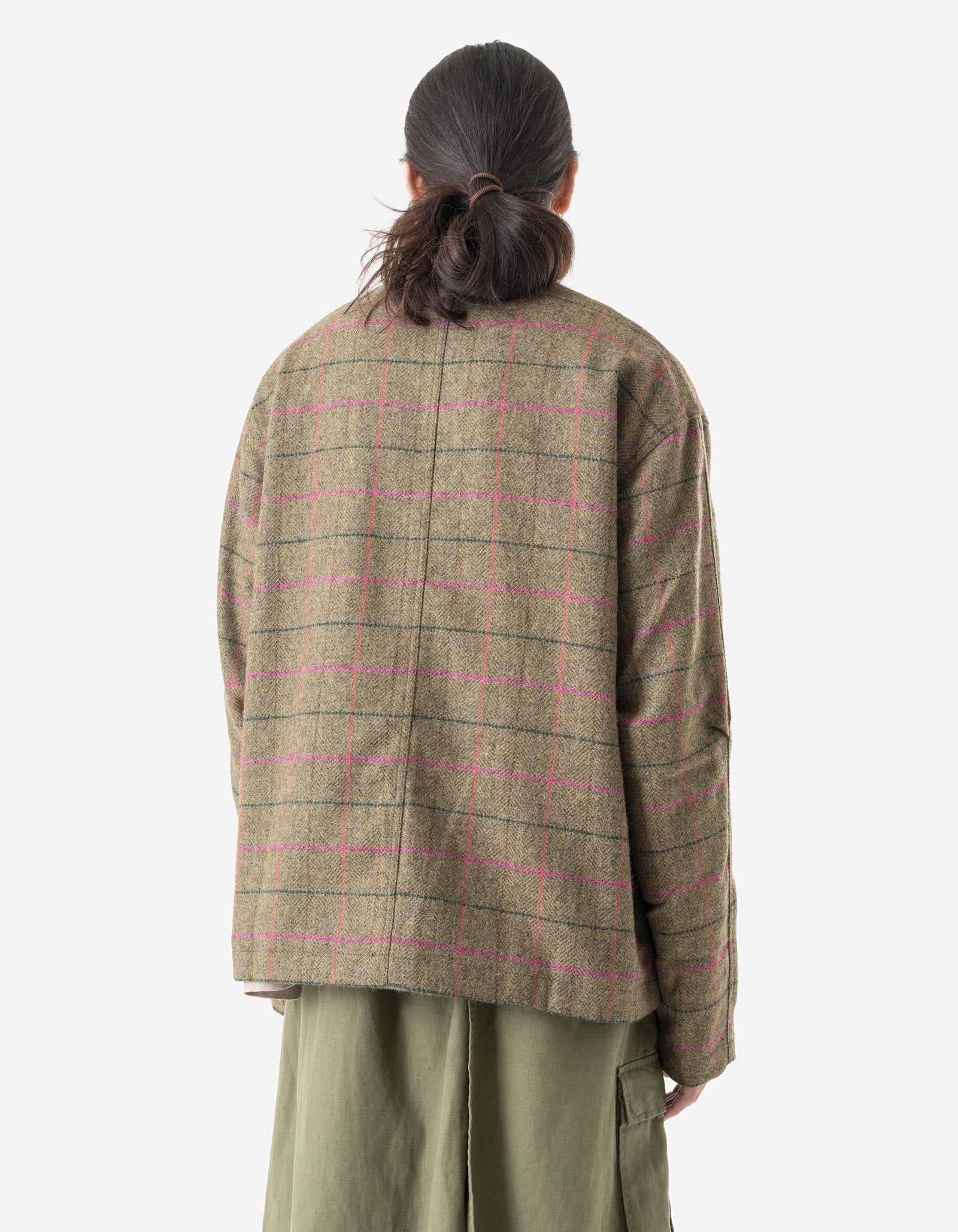 7155 Wool Asym Monk L/S Shirt Olive/Pink