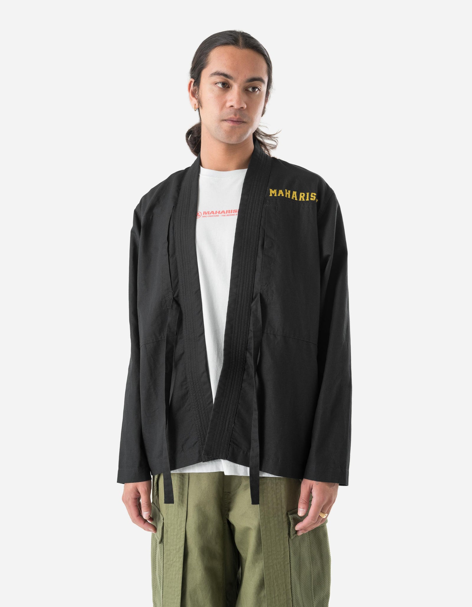 7093 Sno Panthers Embroidered Hanten Shirt Black