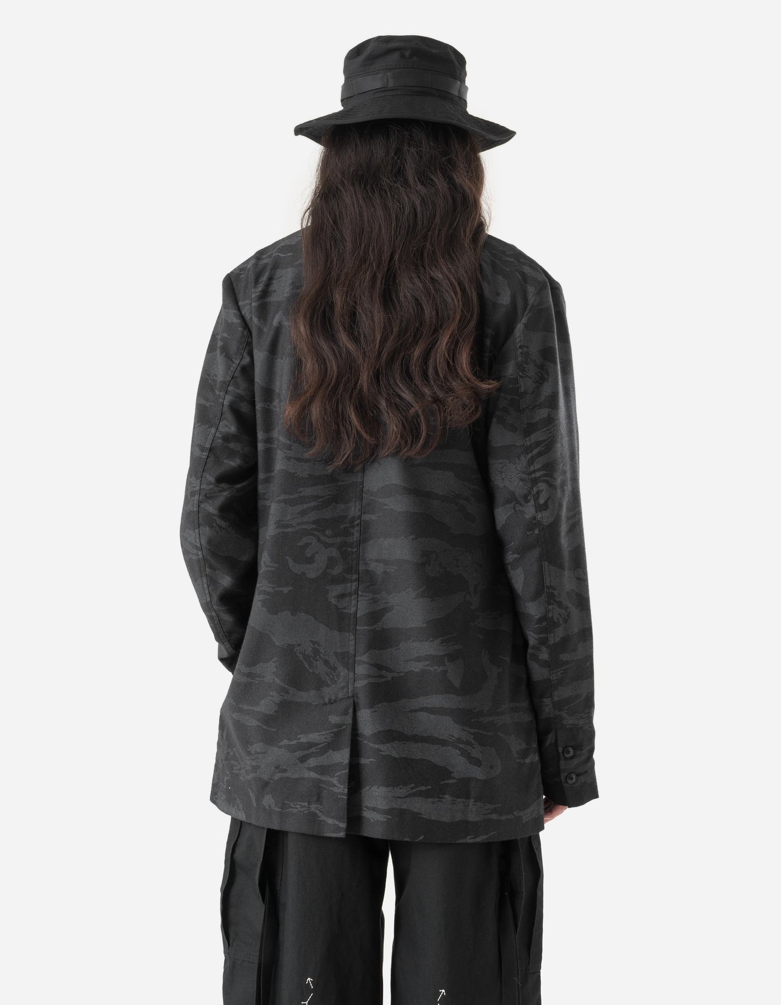 7151 Bonsai Tigerstripe Kimono Blazer Black