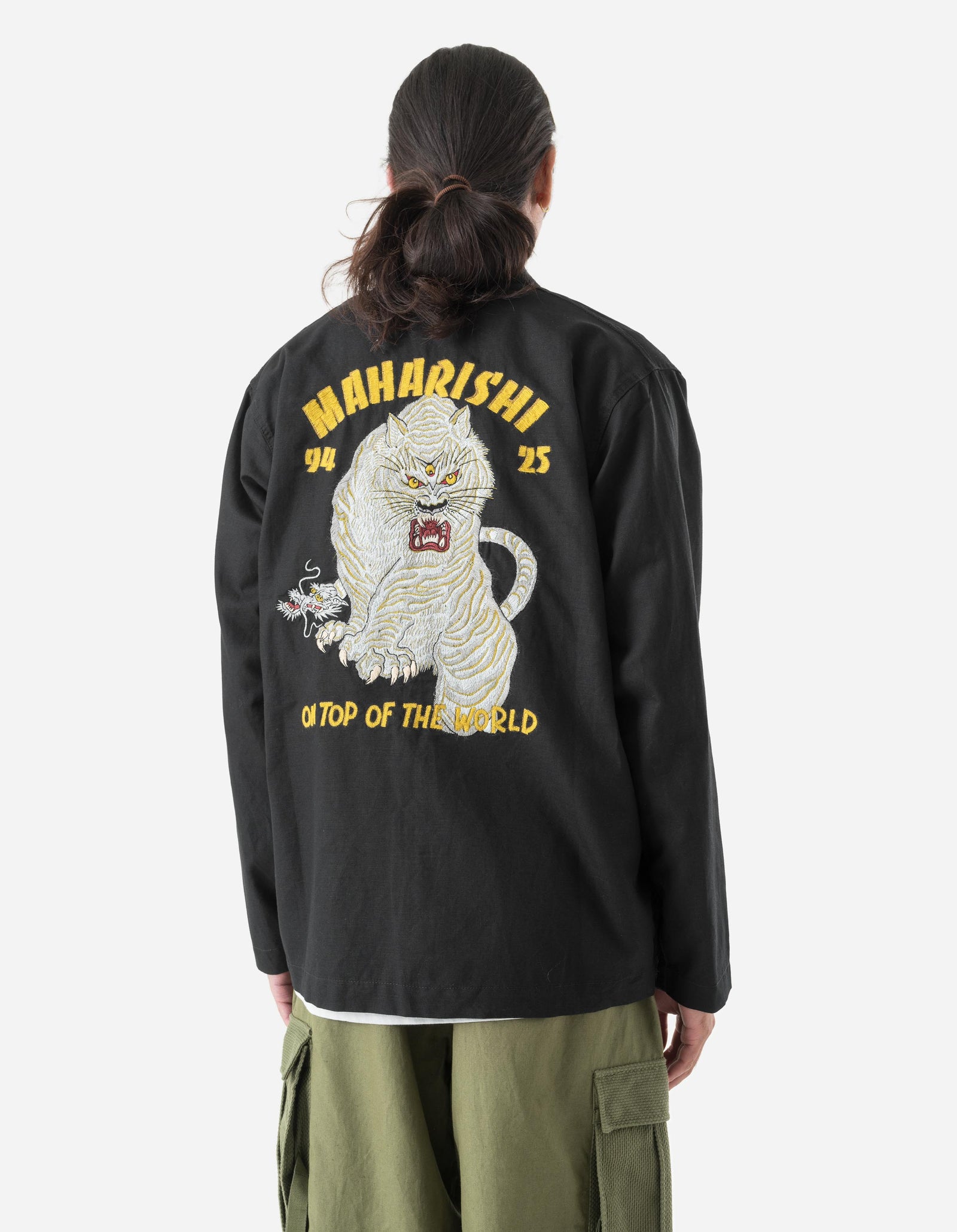 7093 Sno Panthers Embroidered Hanten Shirt Black