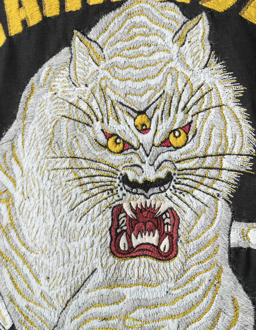 7093 Sno Panthers Embroidered Hanten Shirt Black