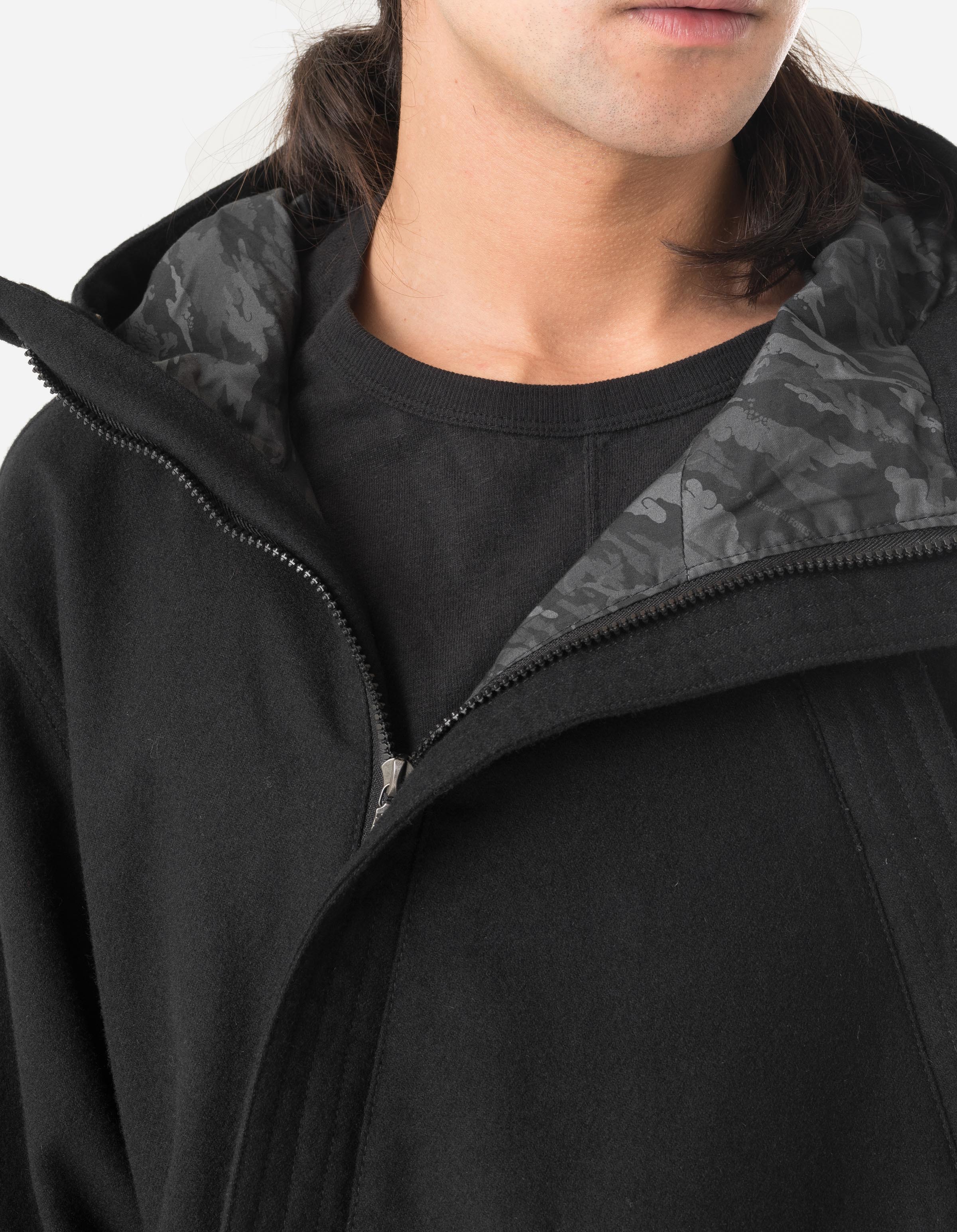 Wool Hooded Outerwear Auralee Brushed Alpaca Wool Melton Hooded