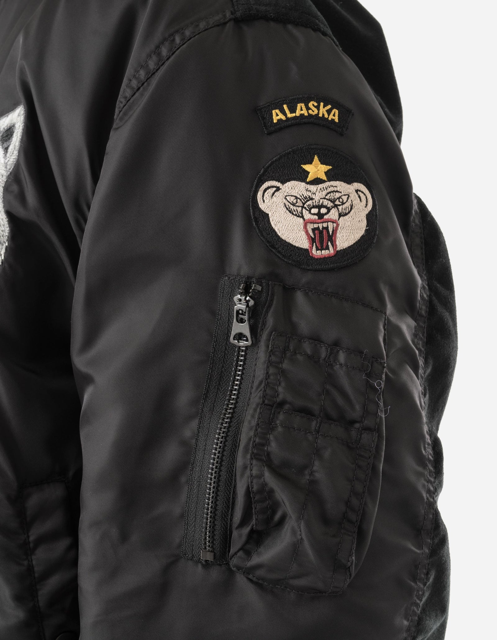 7086 The Alaskan Tour Embroidered Velvet Jacket Black