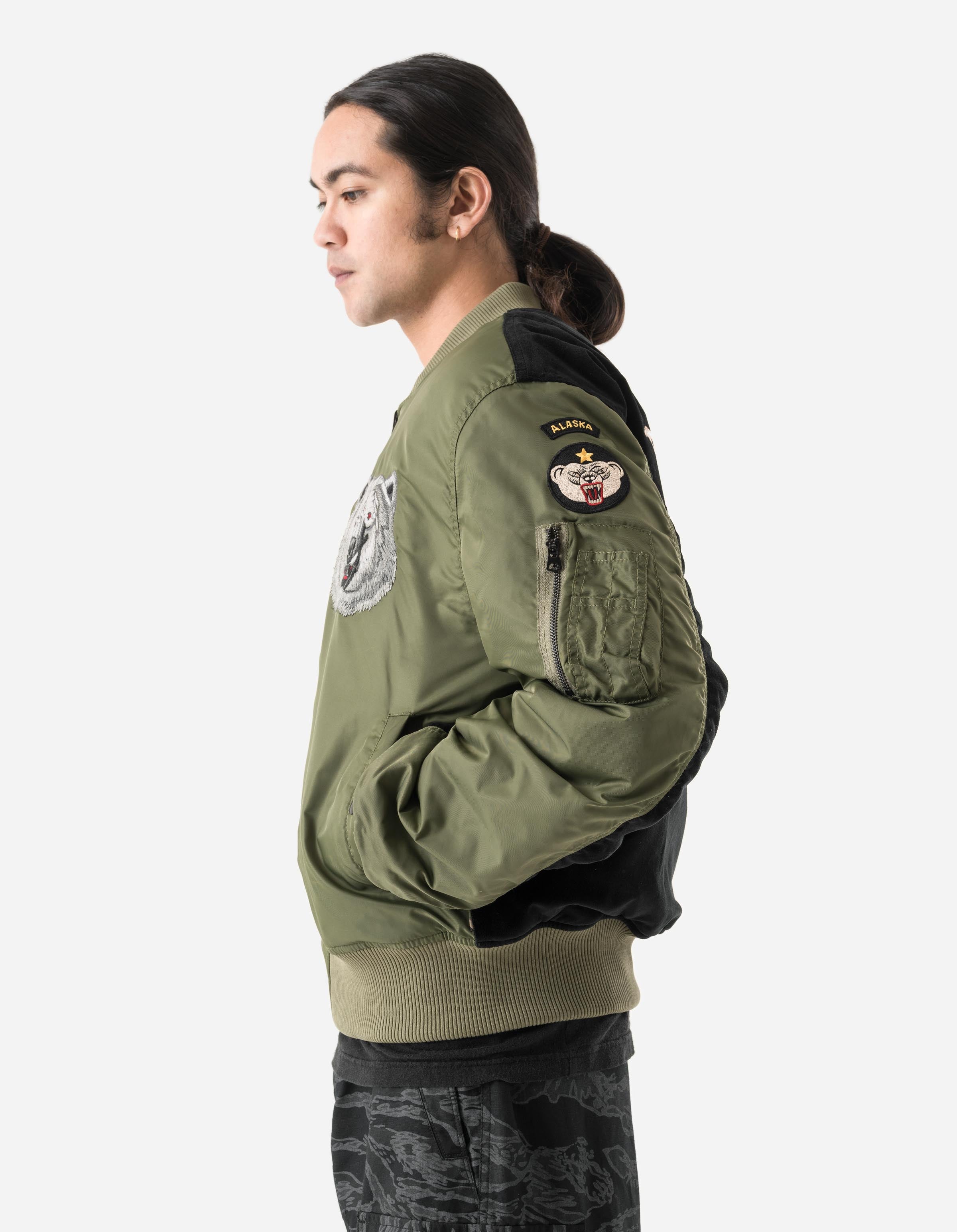 7086 The Alaskan Tour Embroidered Velvet Jacket Olive – Maharishi