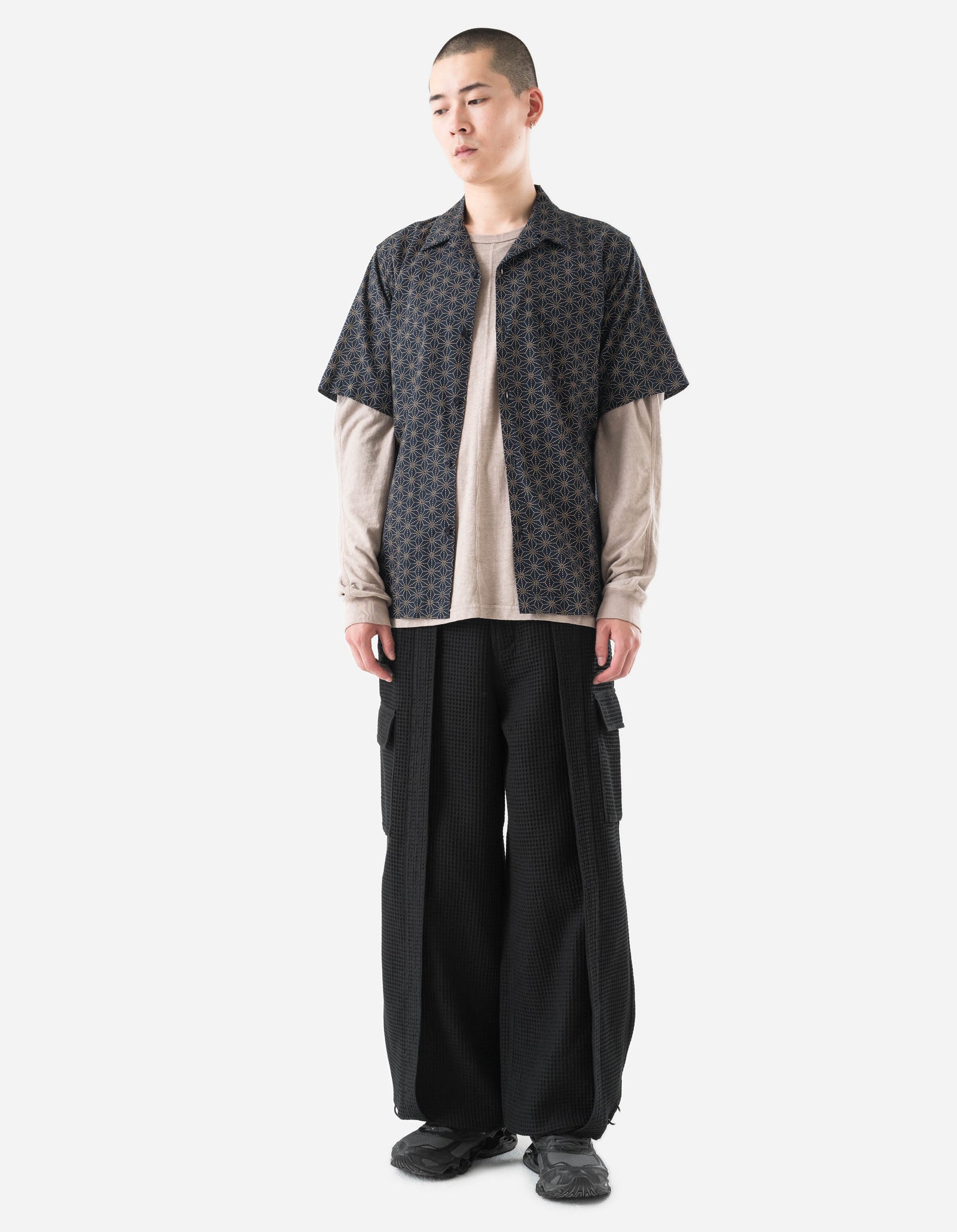 6203 Waffle Hakama Pants Black