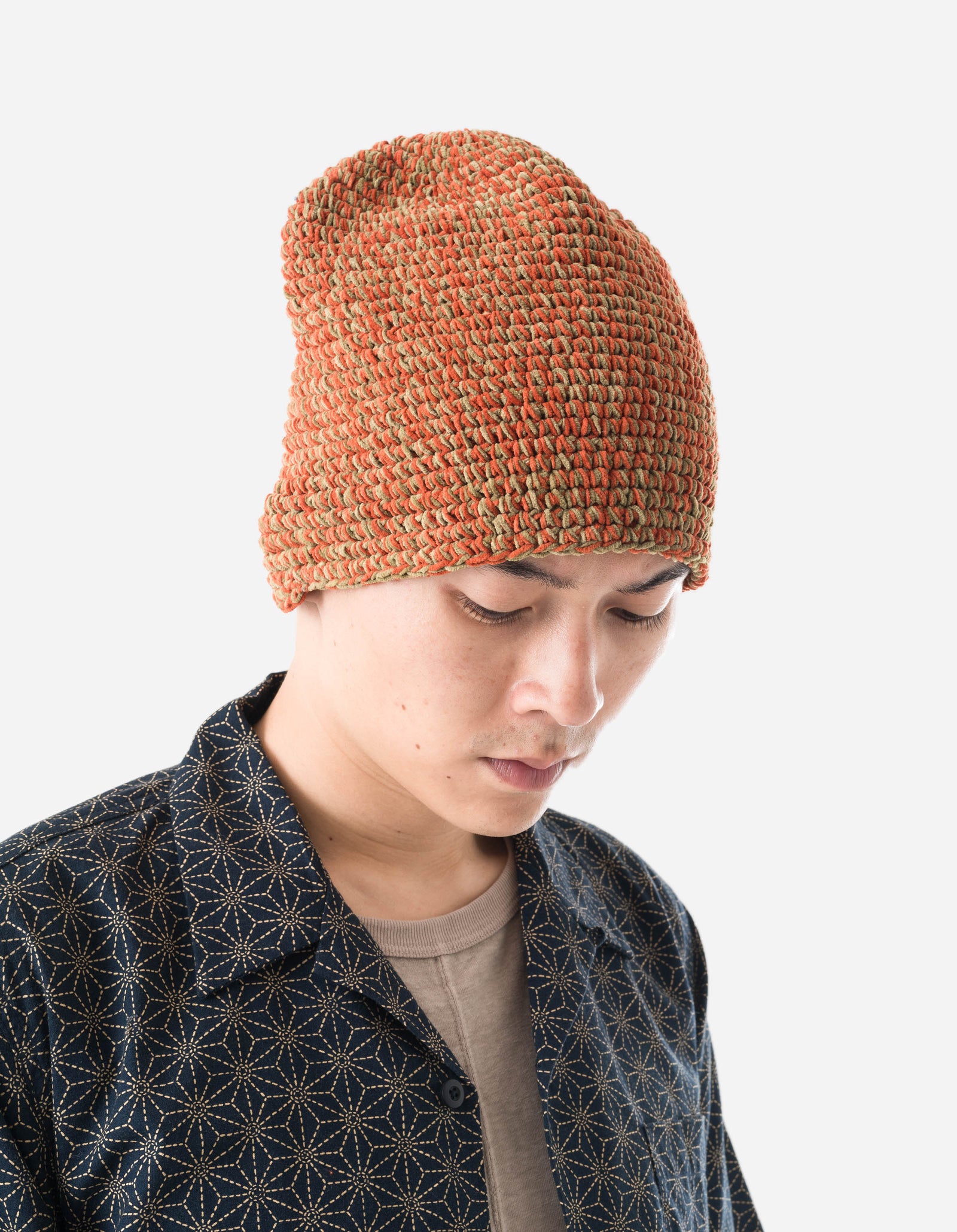 7292 Maharishi Crochet Beanie Orange/Khaki