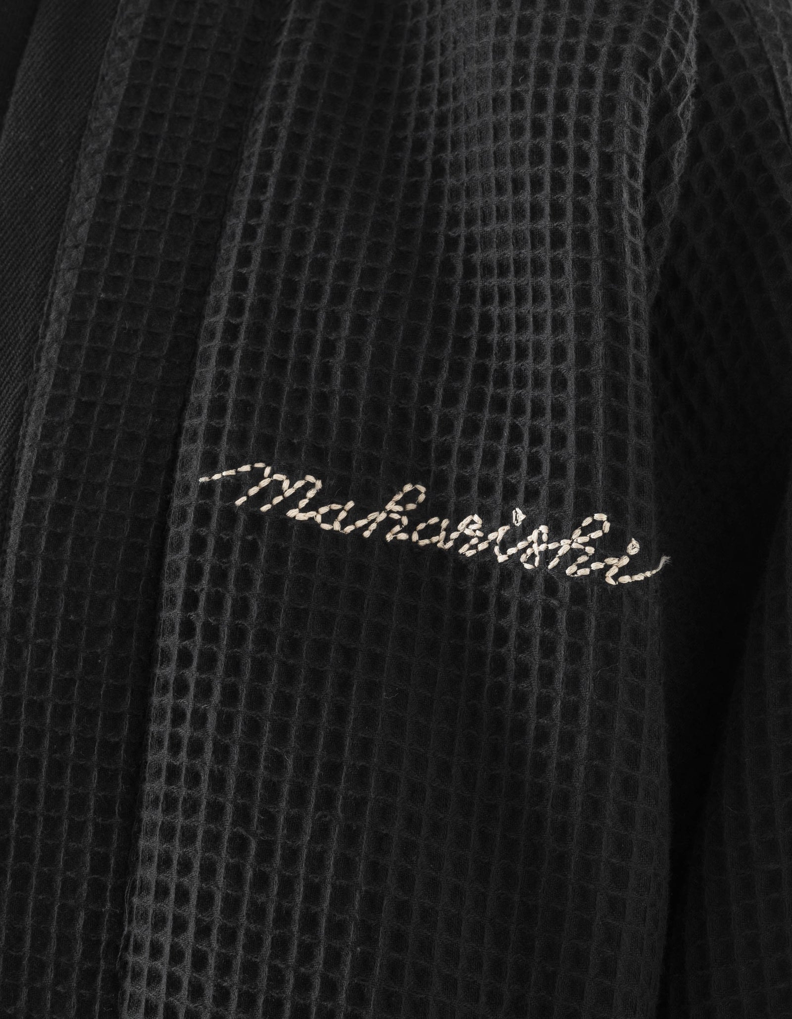 6241 Embroidered Waffle Kimono Overshirt Black