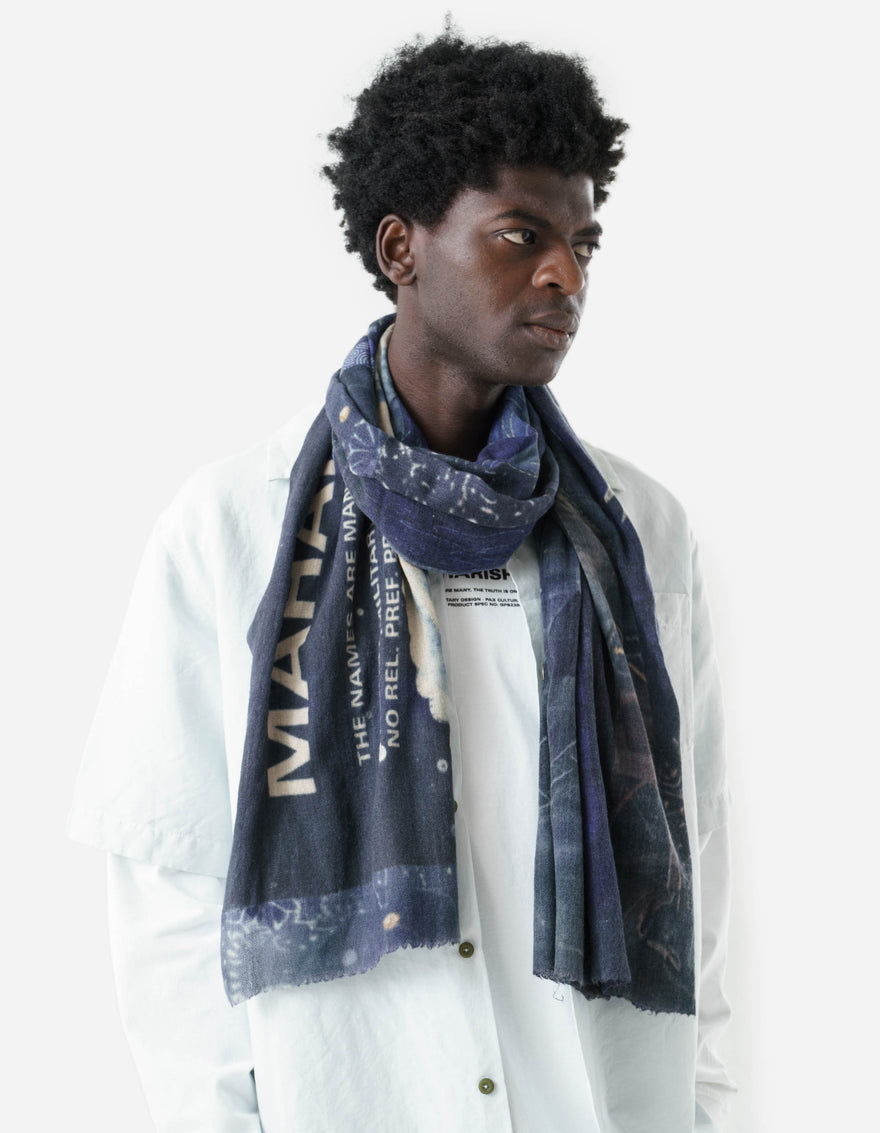 6219 Boro Origami Cranes Pashmina Indigo