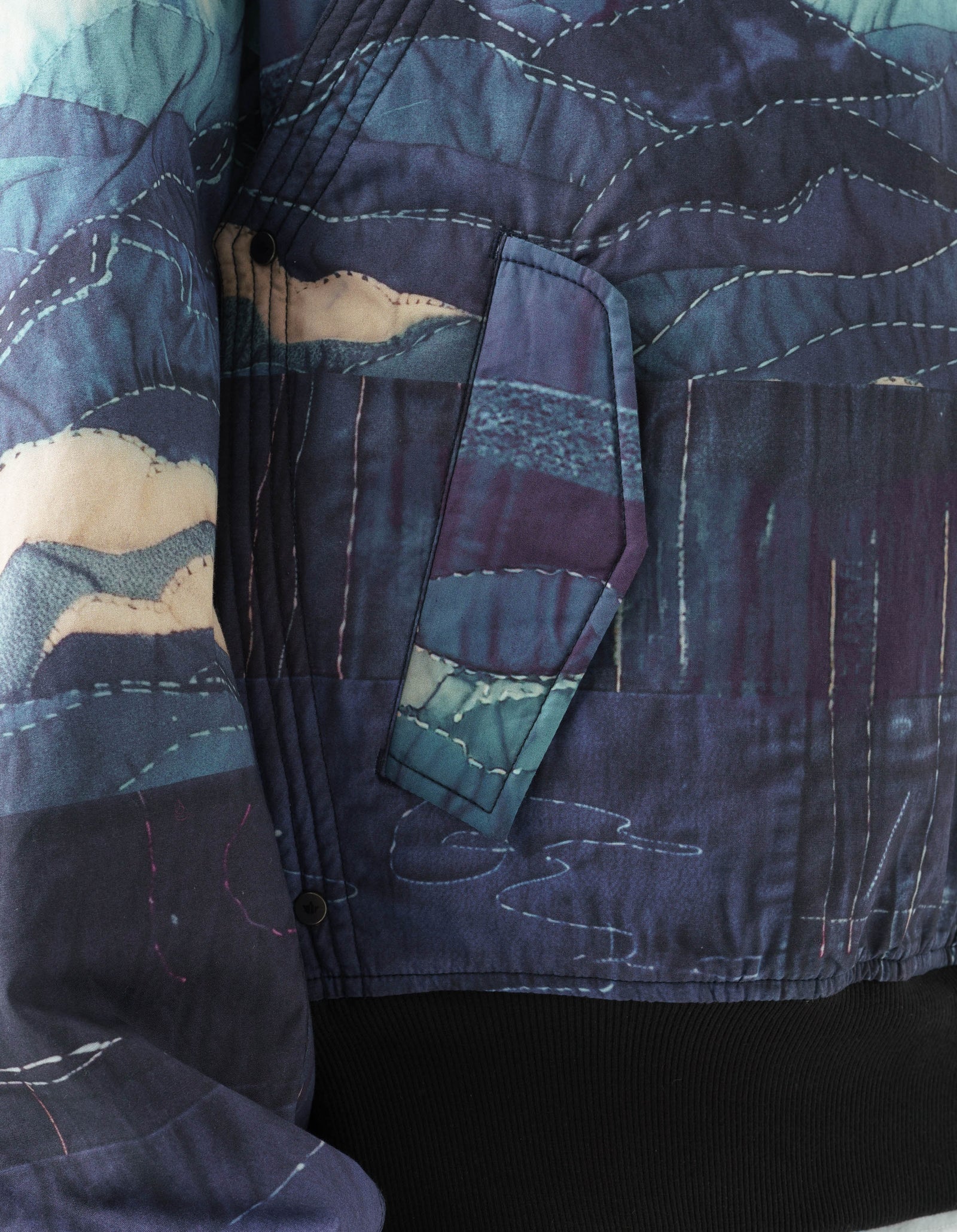 6227 Boro Crane Monk MA1 Embroidered Jacket Indigo