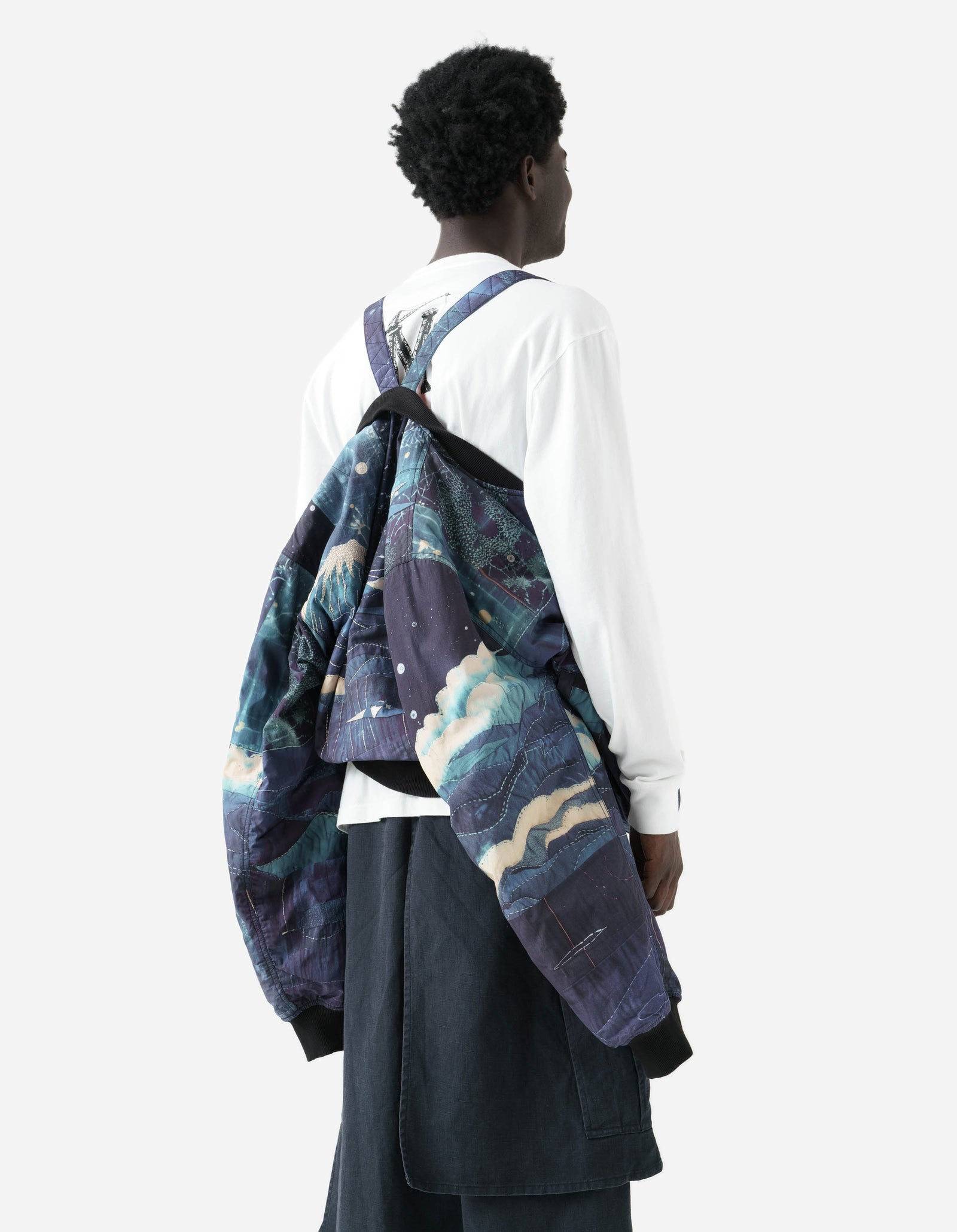 6227 Boro Crane Monk MA1 Embroidered Jacket Indigo