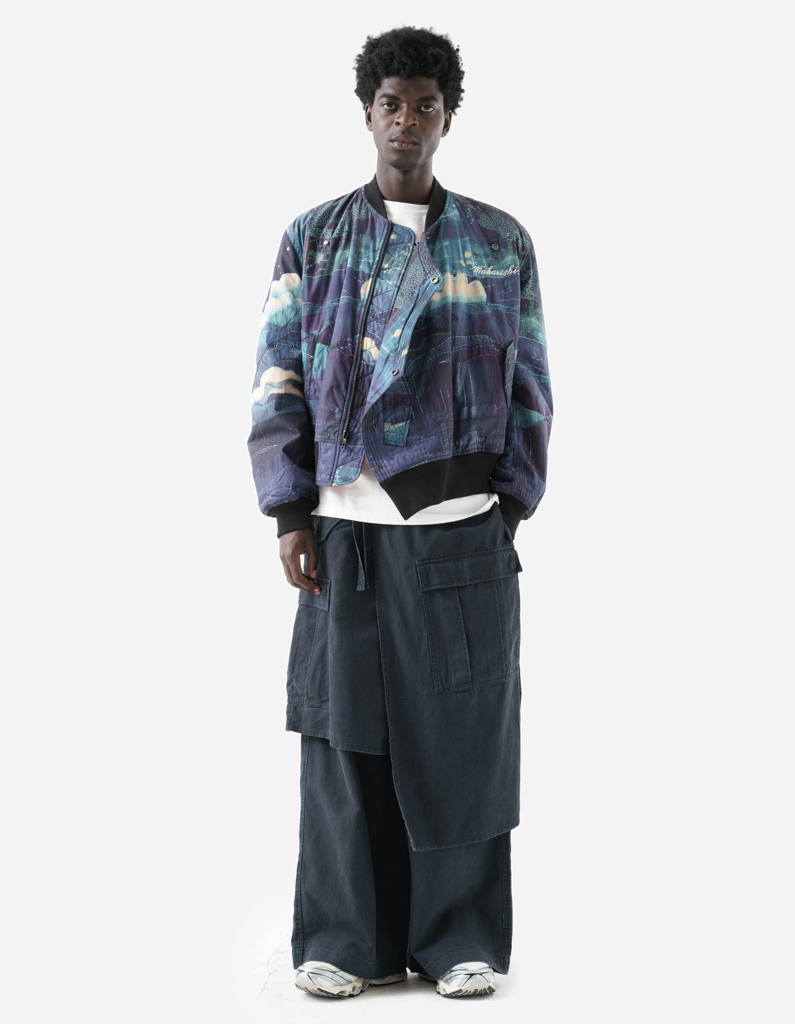6227 Boro Crane Monk MA1 Embroidered Jacket Indigo