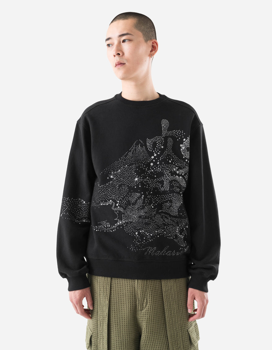 6128 Fubuki Dragon Embroidered Crew Sweat Black