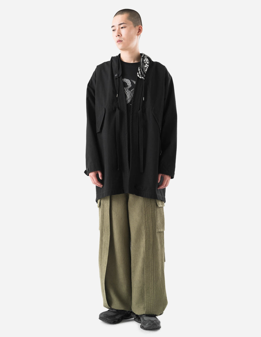 6123 Fubuki Dragon Embroidered Kimono Parka Black