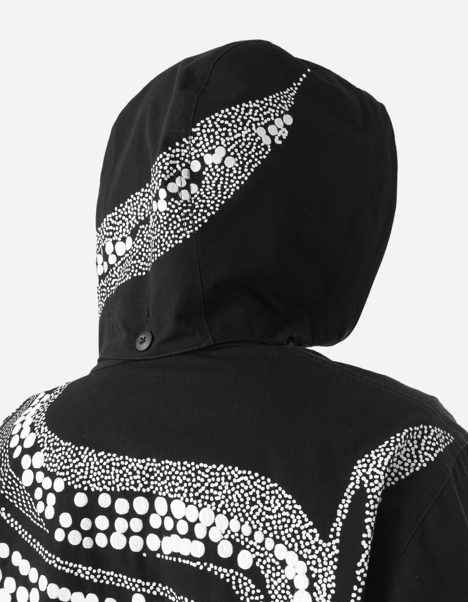 6123 Fubuki Dragon Embroidered Kimono Parka Black