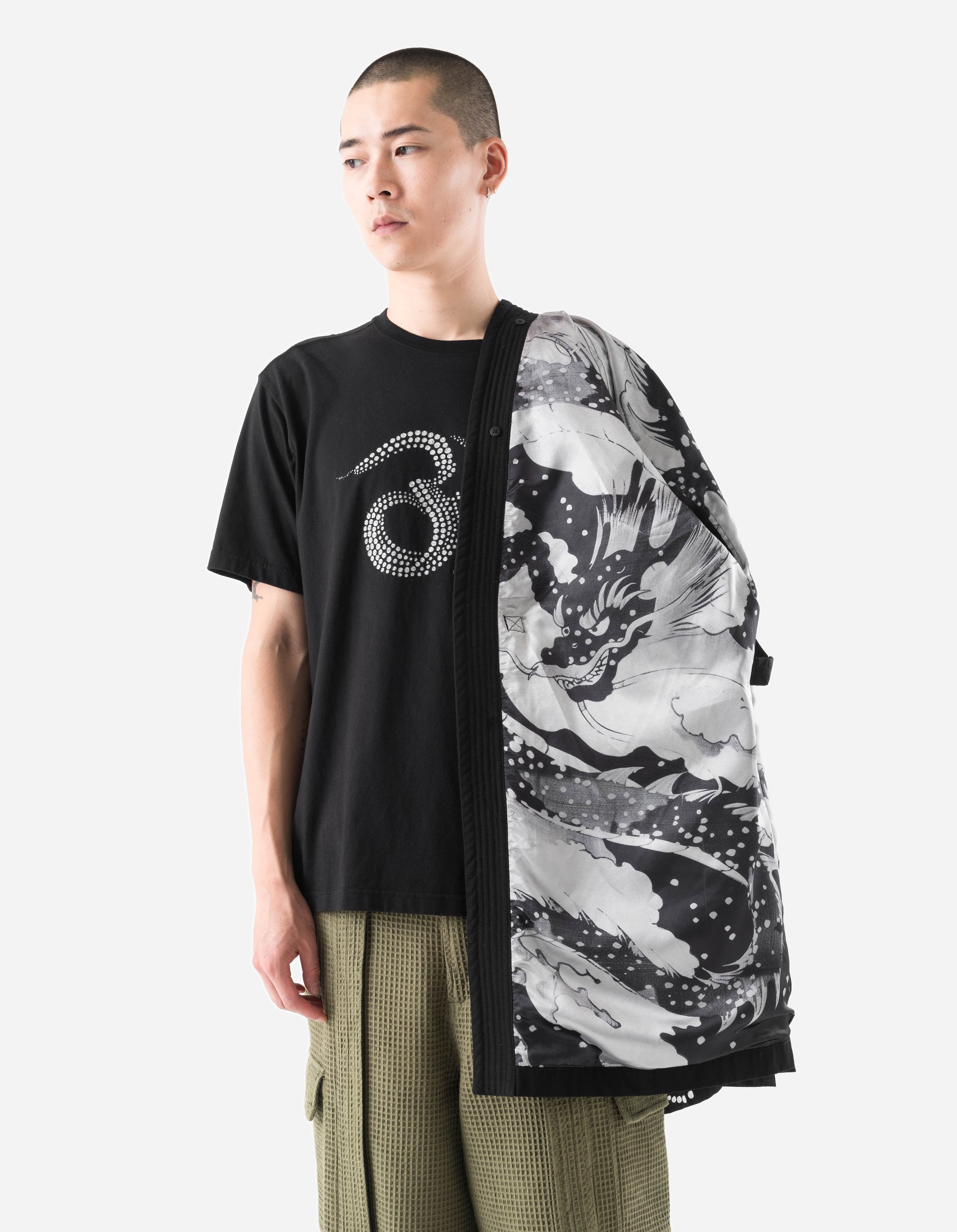 6123 Fubuki Dragon Embroidered Kimono Parka Black – Maharishi