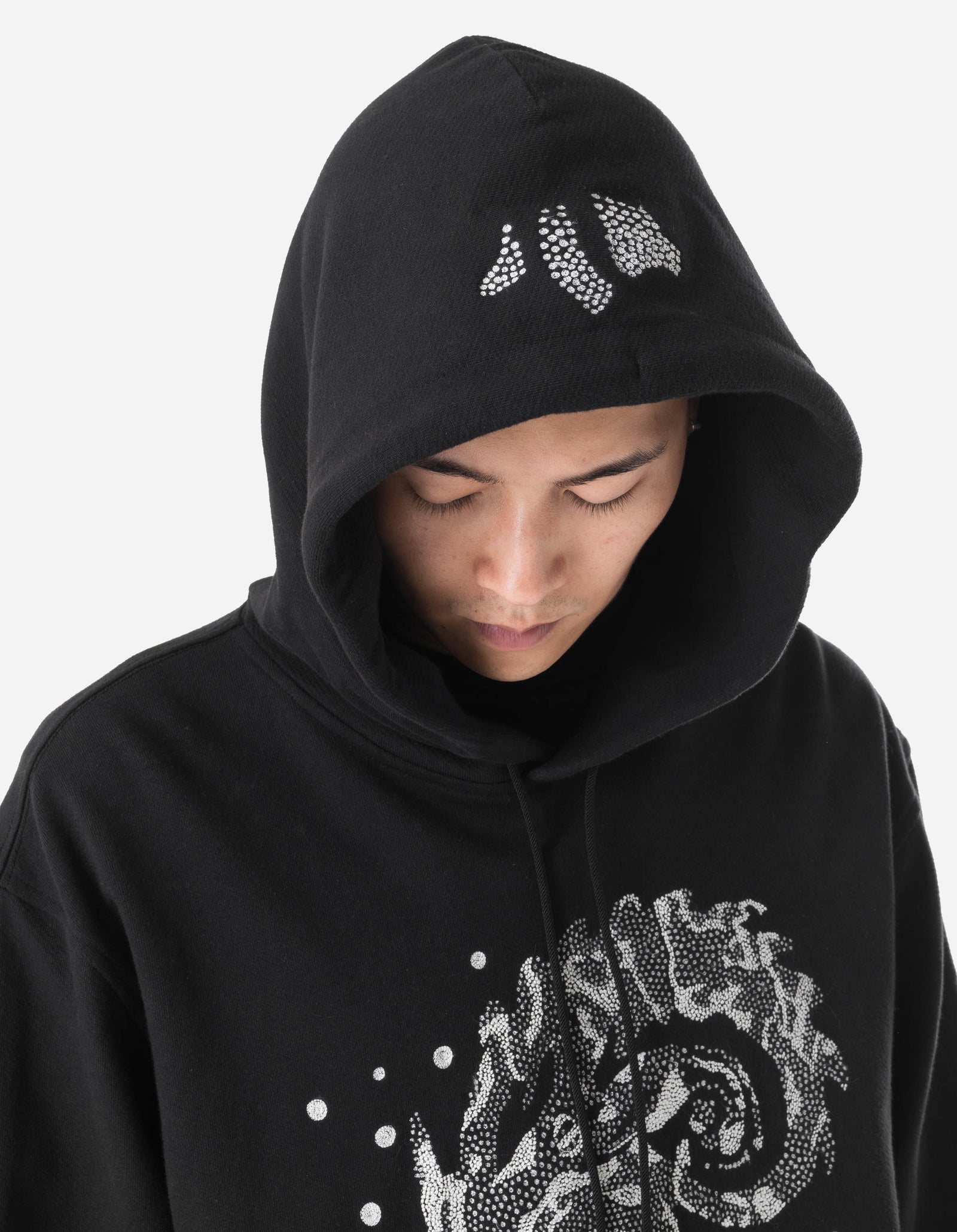 6125 Oversized Kormeleon Embroidered Hooded Sweat Black/White
