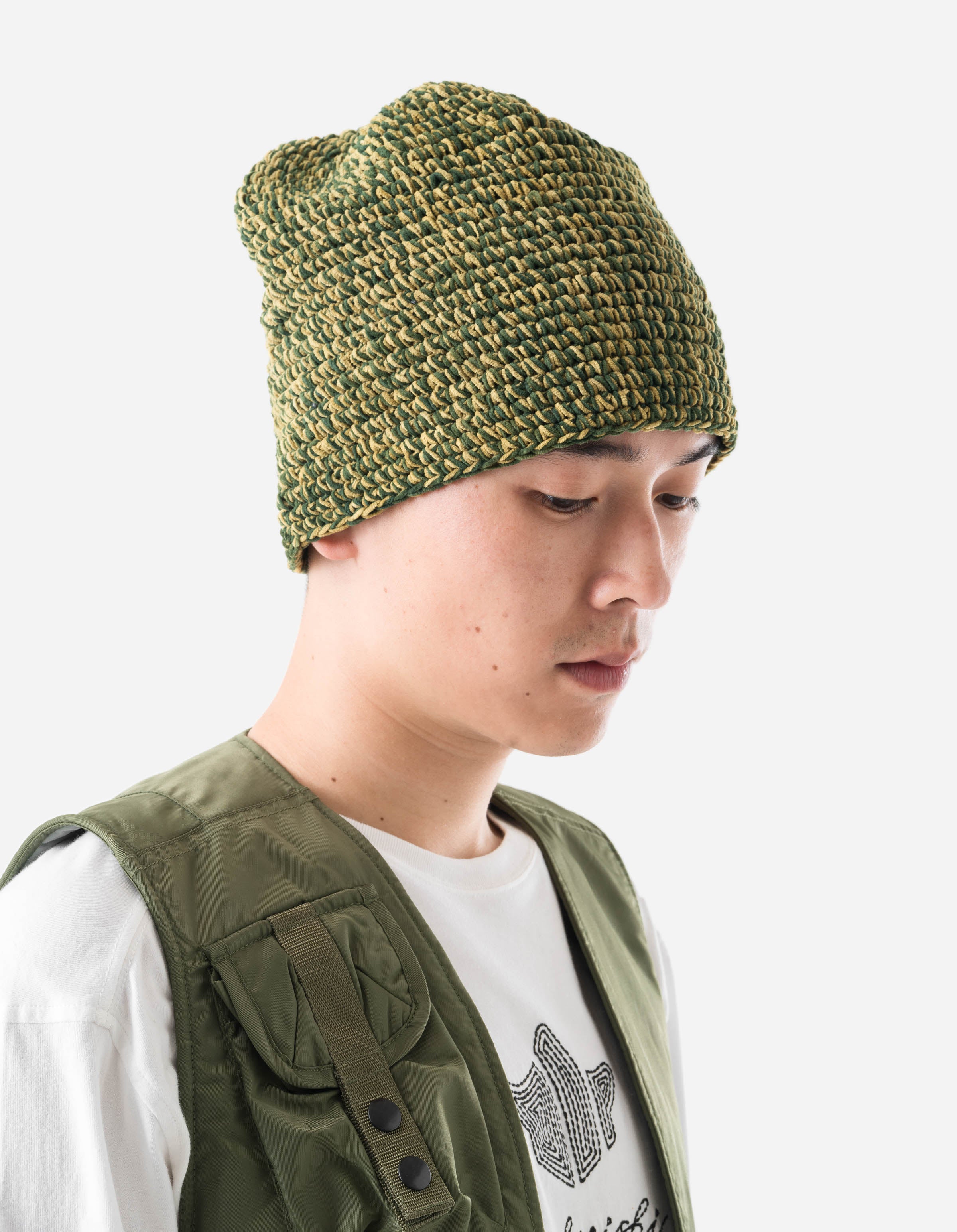 7292 Maharishi Crochet Beanie Indigo Green/Olive