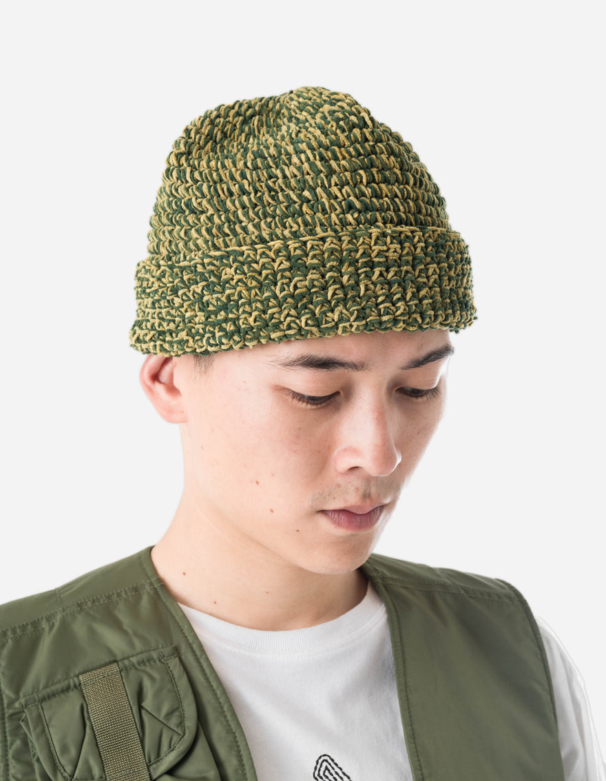 7292 Maharishi Crochet Beanie Indigo Green/Olive