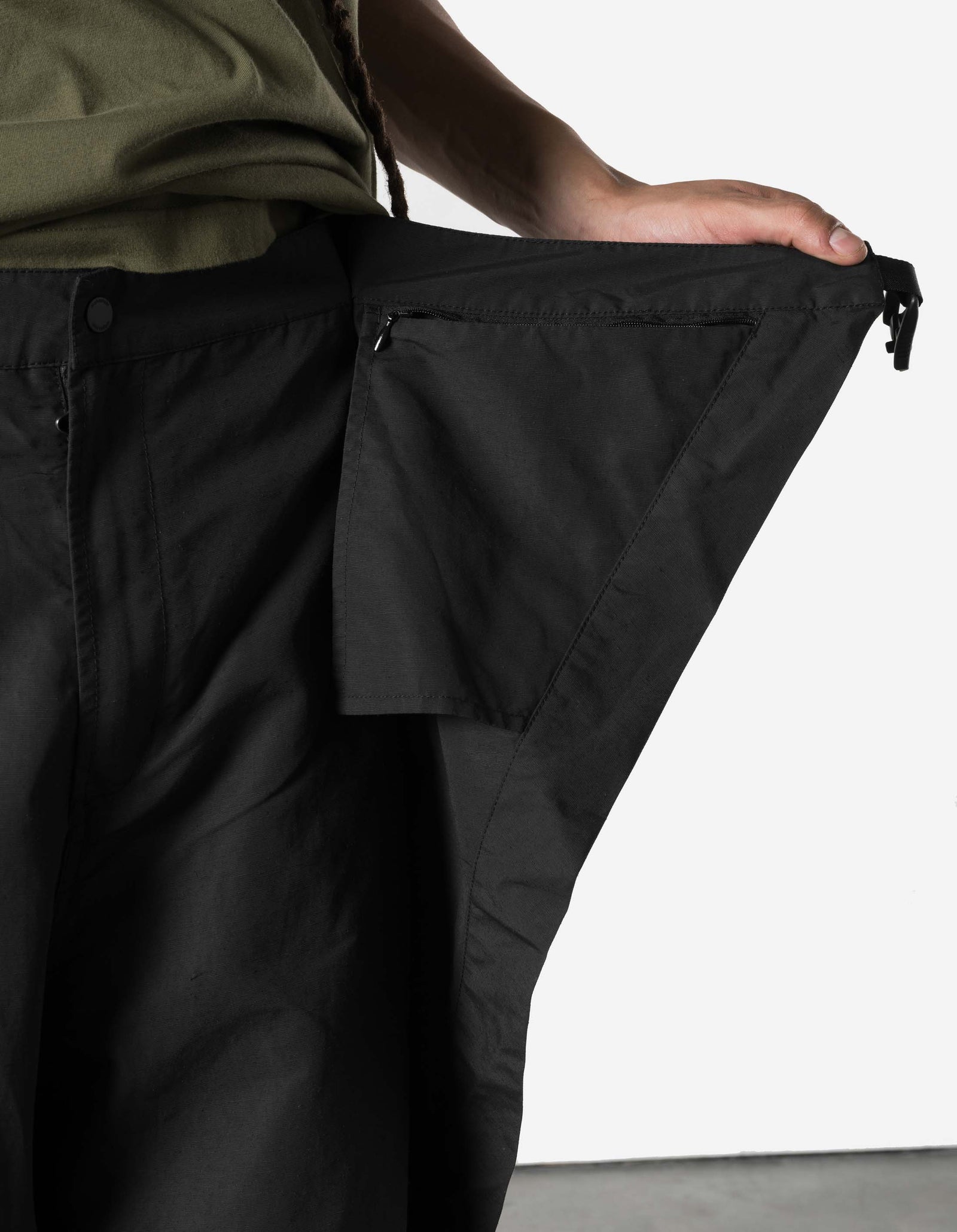 7579 DWR Hemp Asym Hakama Pants Black