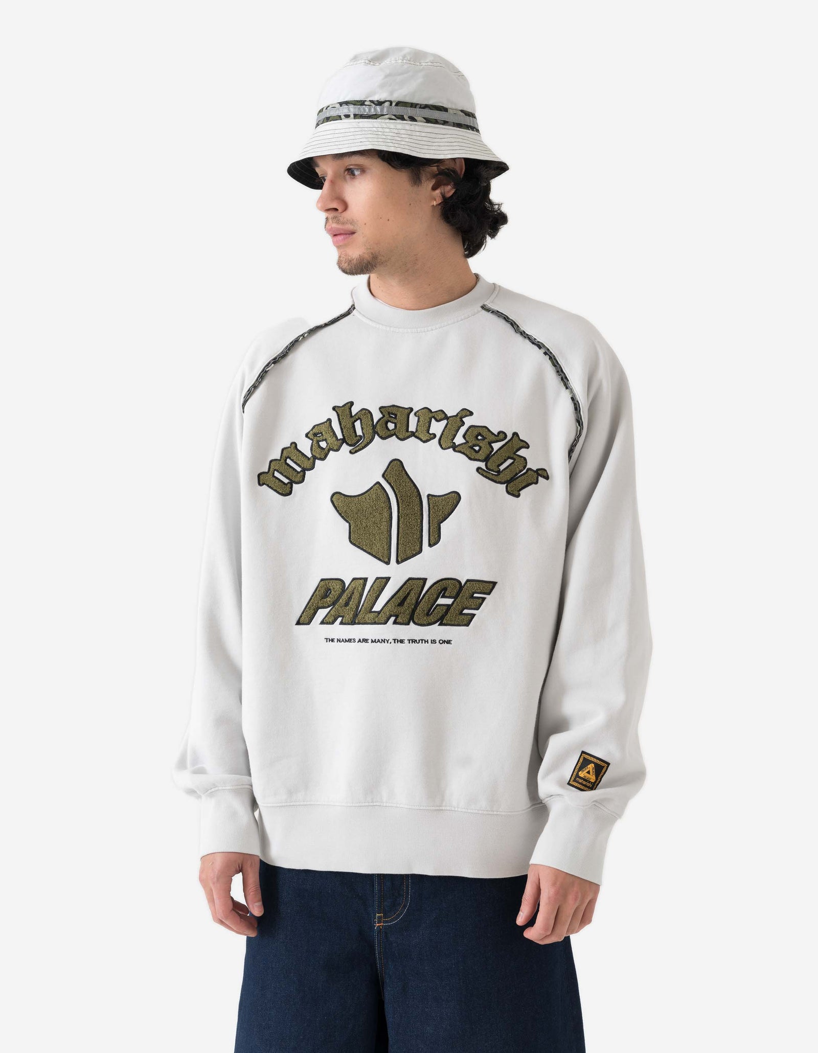 Palace Maharishi Temple Crew Stone White