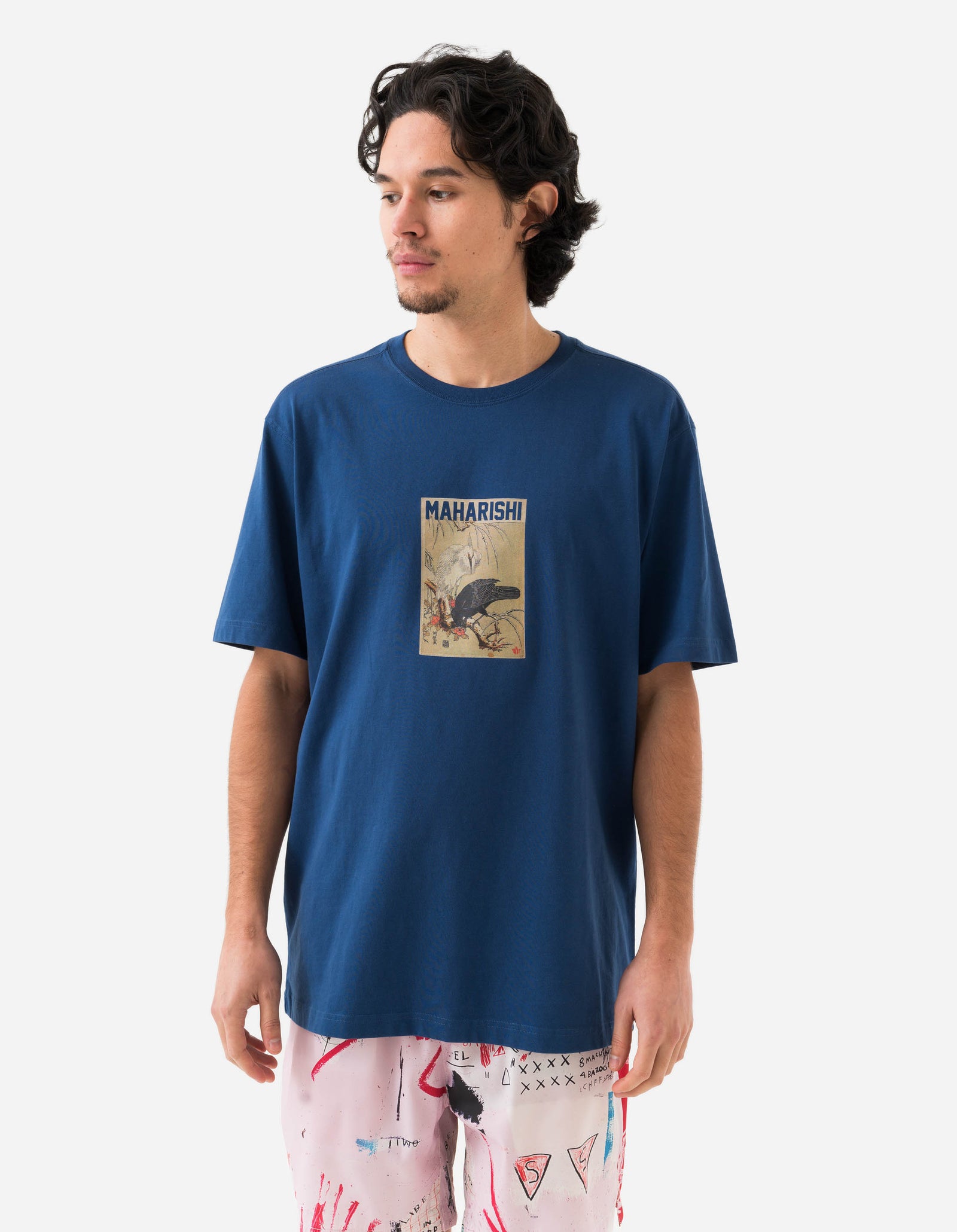1493 Black Crow White Heron T-Shirt Navy Blueprint