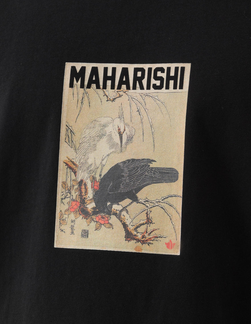 1493 Black Crow White Heron T-Shirt Black
