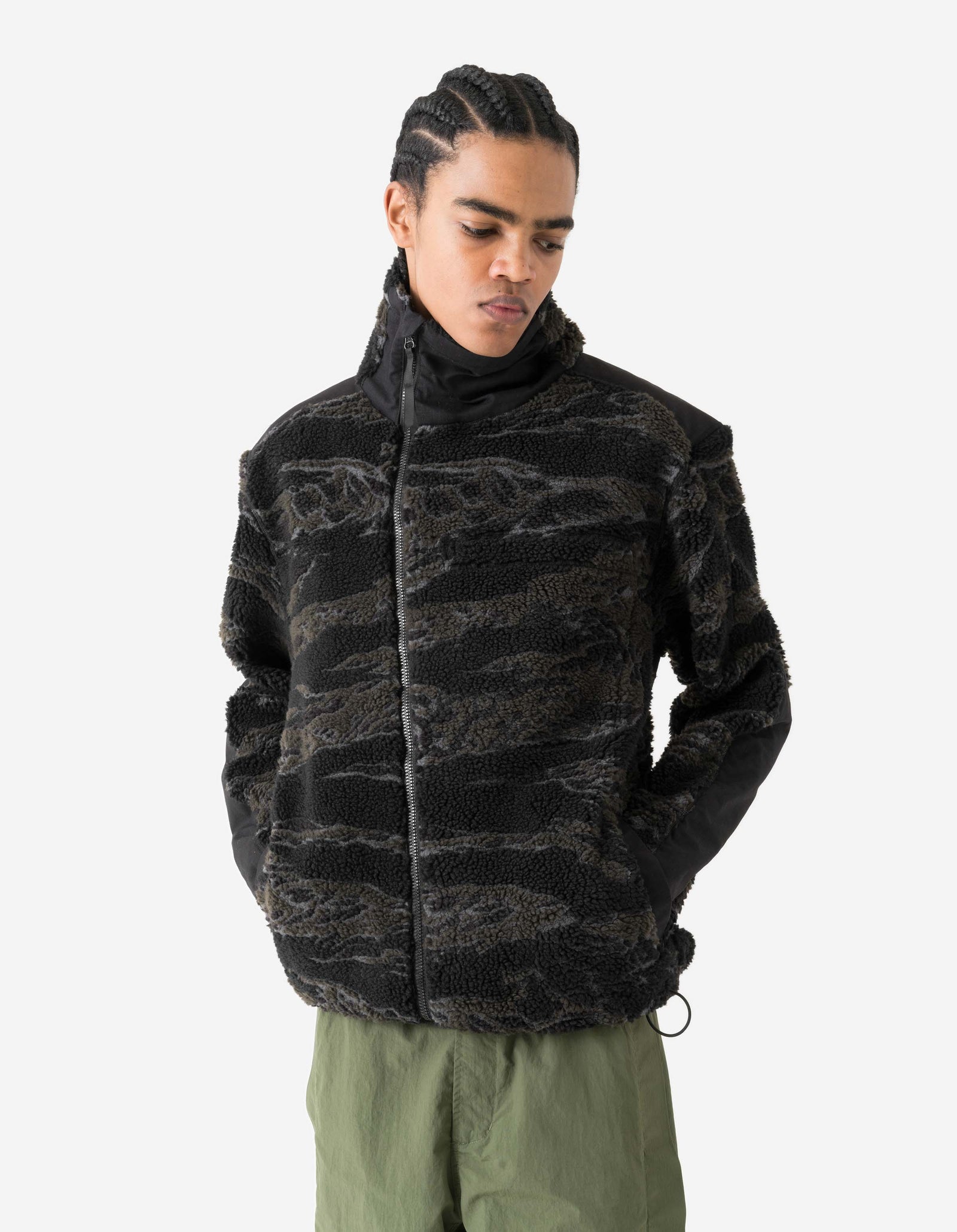 7275 Camo Asym Sherpa Fleece Jacket Subdued Night