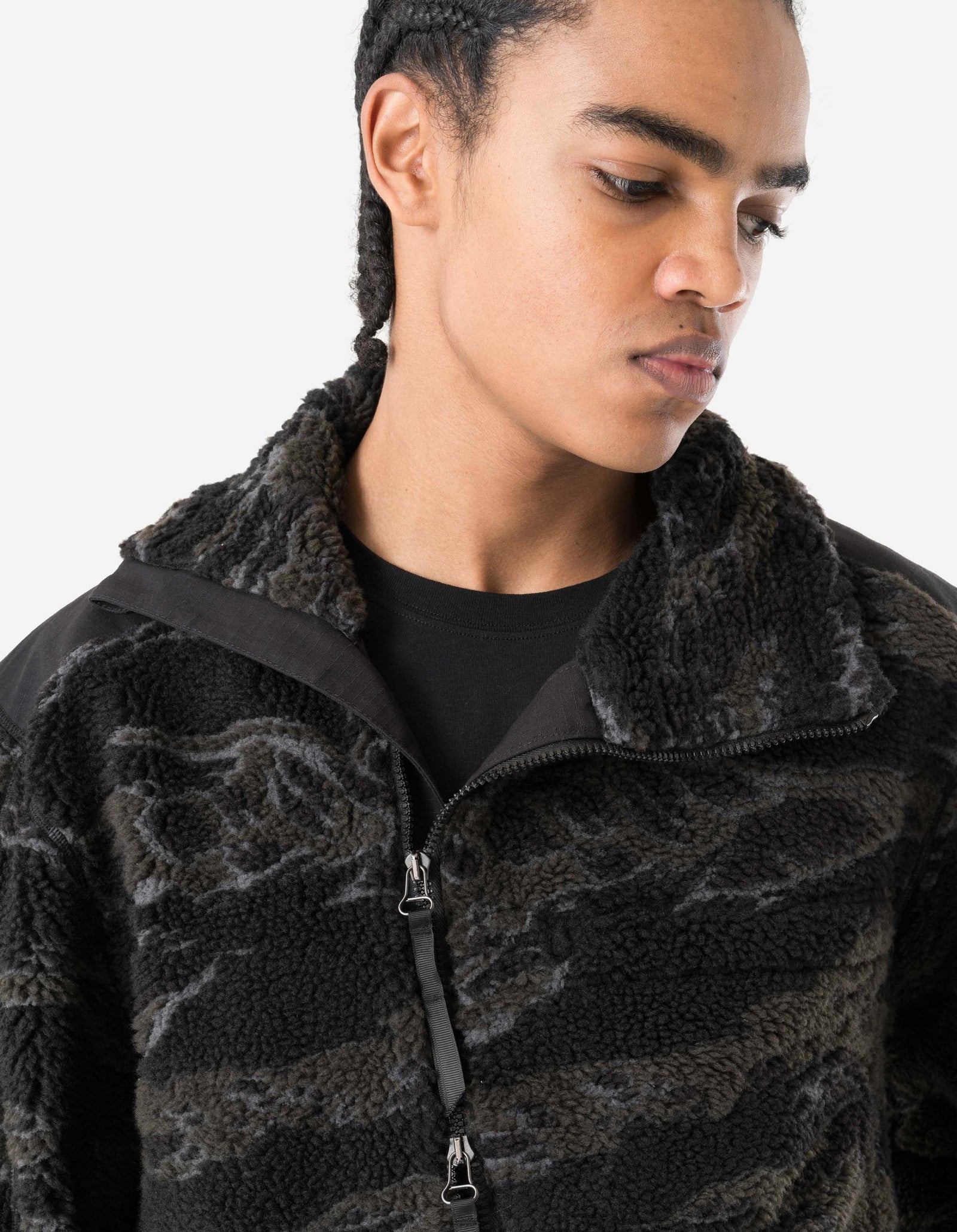 7275 Camo Asym Sherpa Fleece Jacket Subdued Night