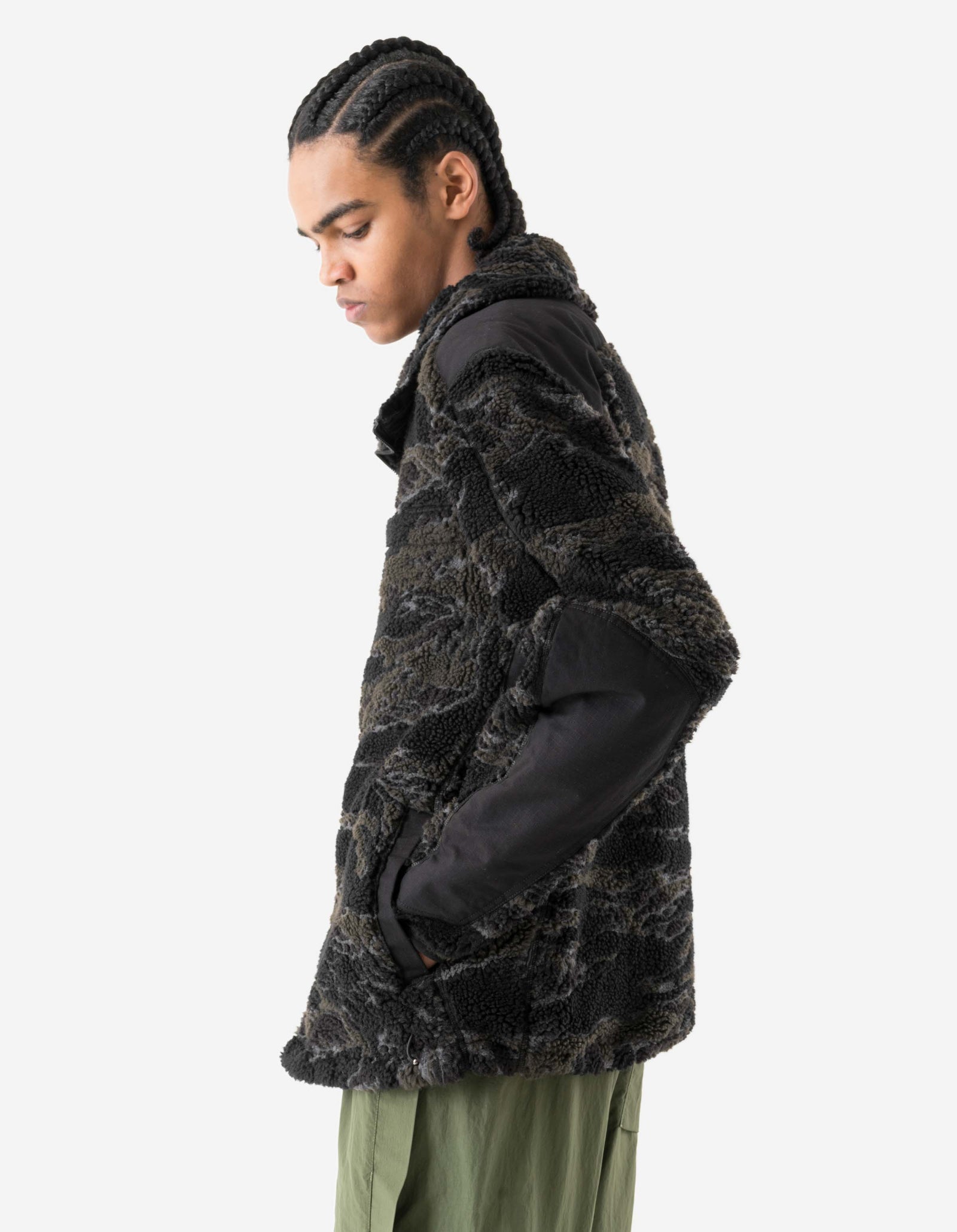 7275 Camo Asym Sherpa Fleece Jacket Subdued Night