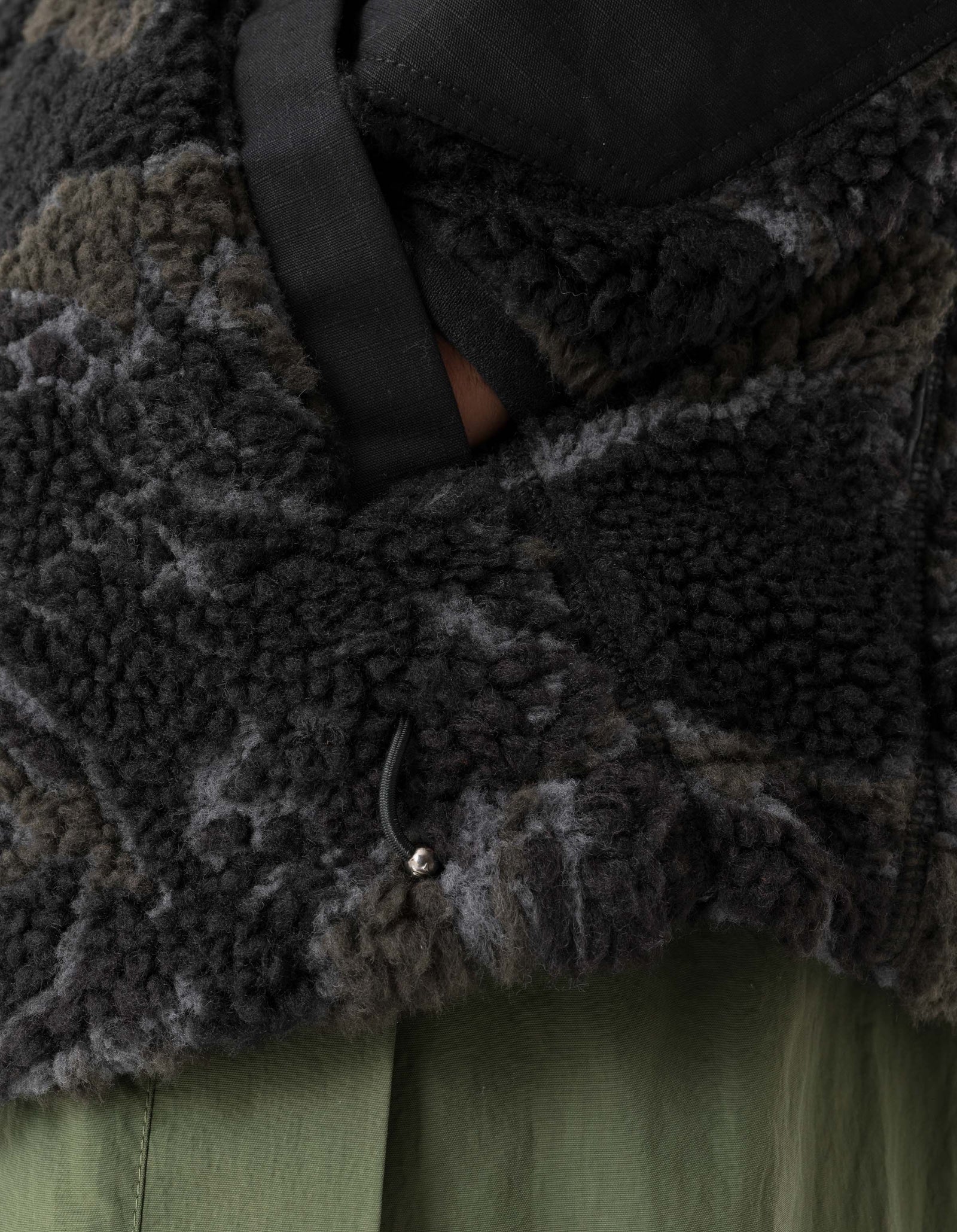 7275 Camo Asym Sherpa Fleece Jacket Subdued Night