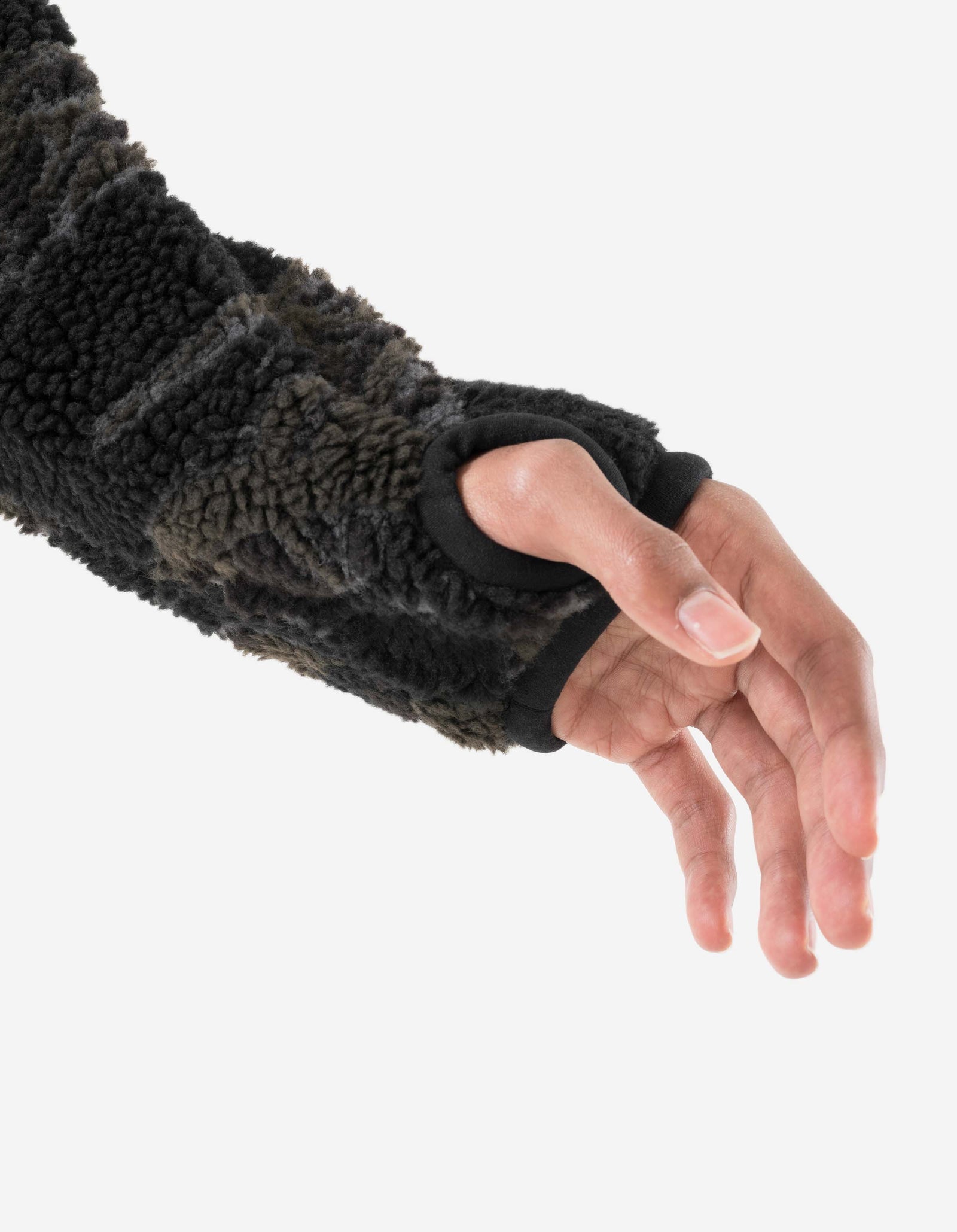 7275 Camo Asym Sherpa Fleece Jacket Subdued Night