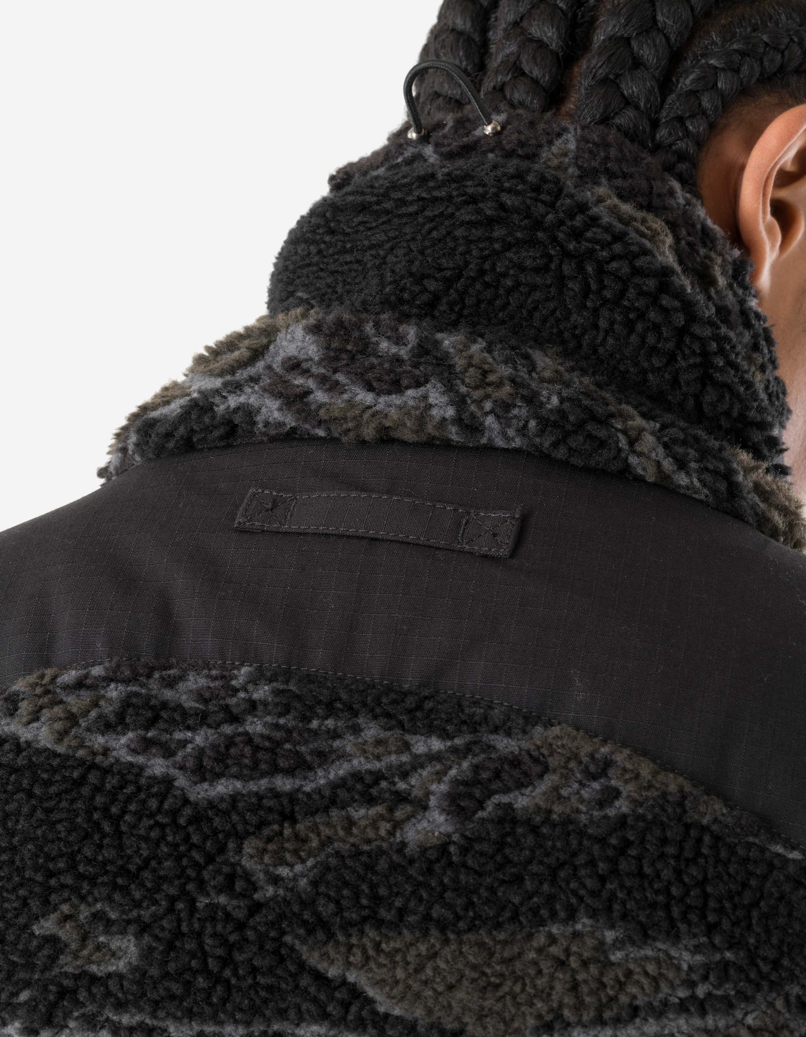 7275 Camo Asym Sherpa Fleece Jacket Subdued Night