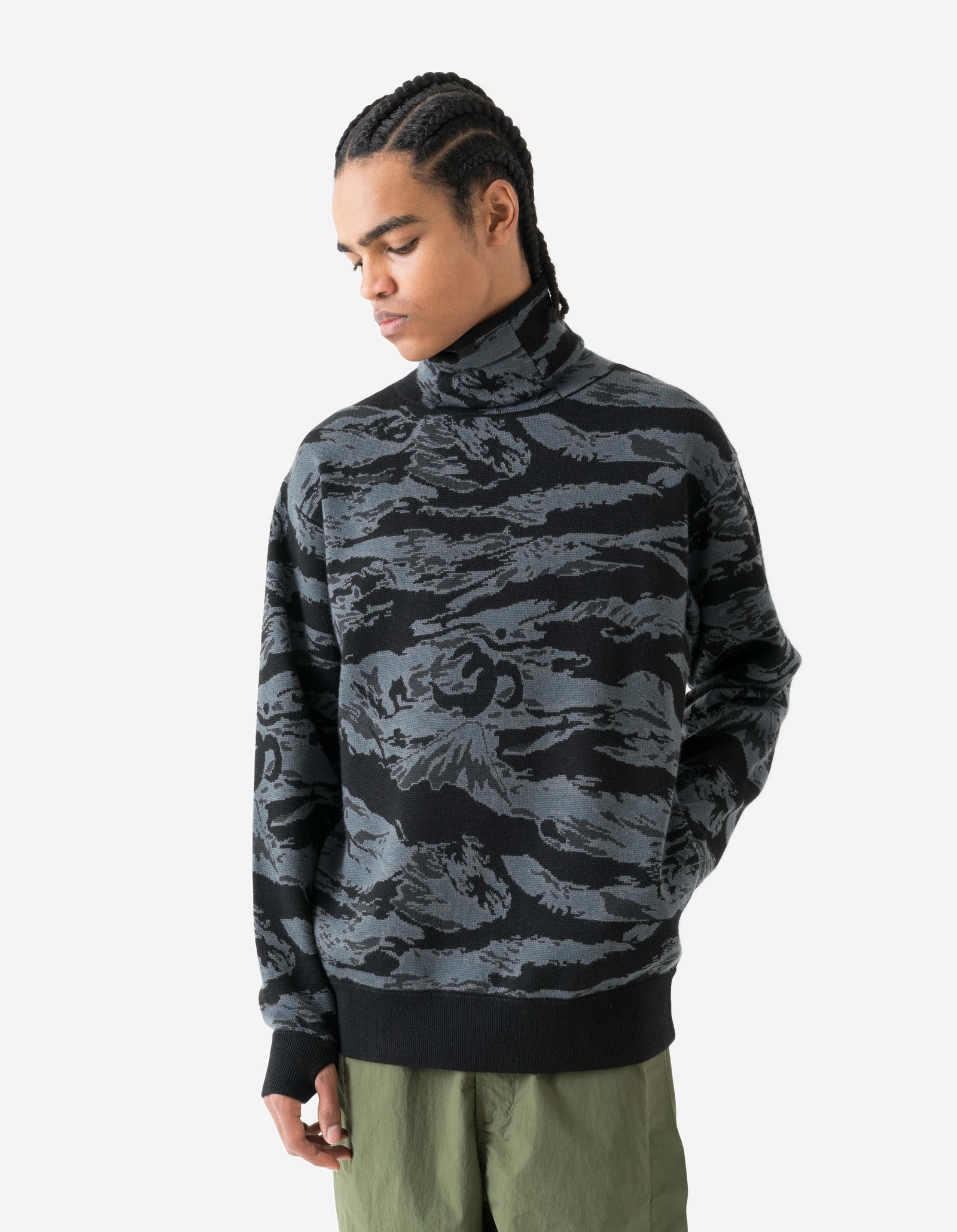 7286 Camo Half Balaclava Knit Subdued Night