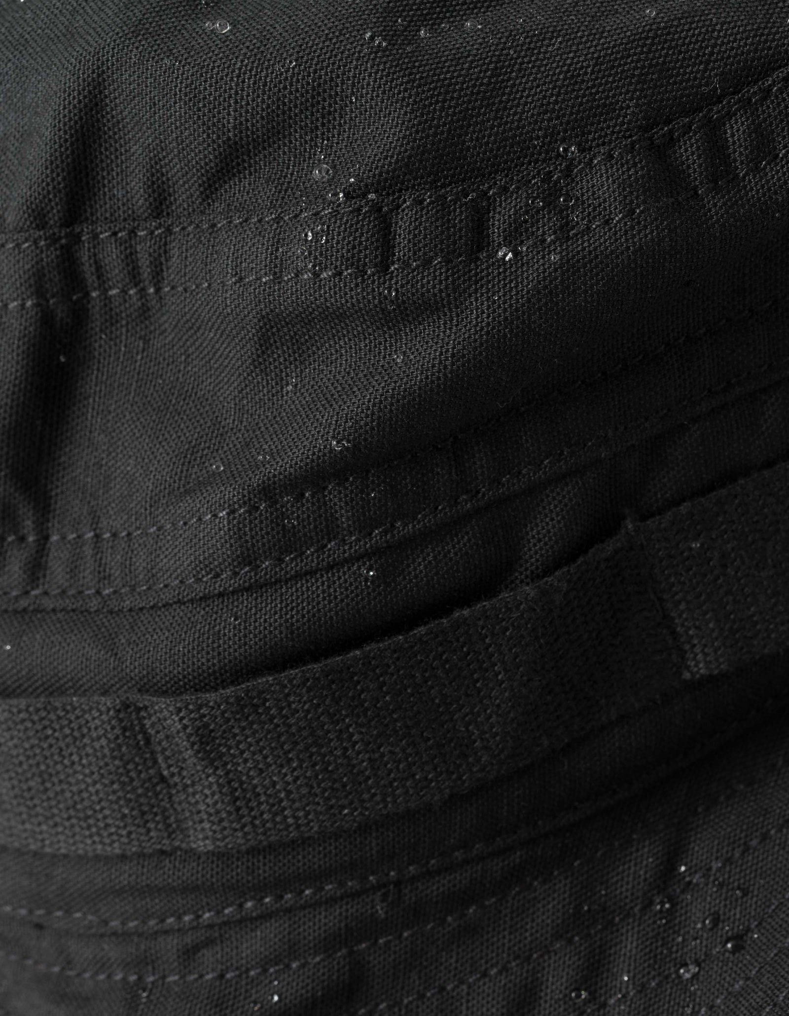 Close-up of black fabric with visible stitching and texture