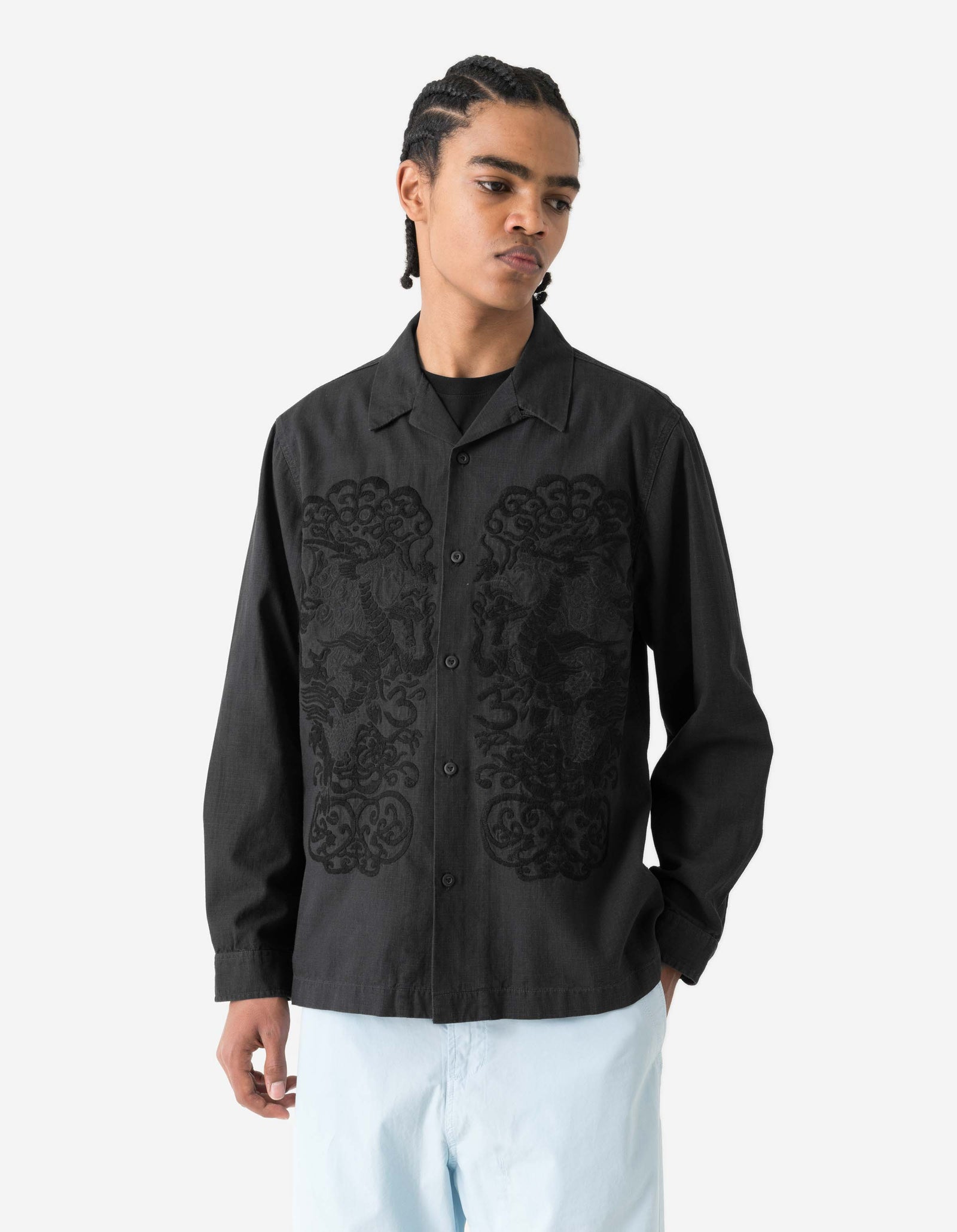 7236 Papel Picado Camp Collar Shirt Black
