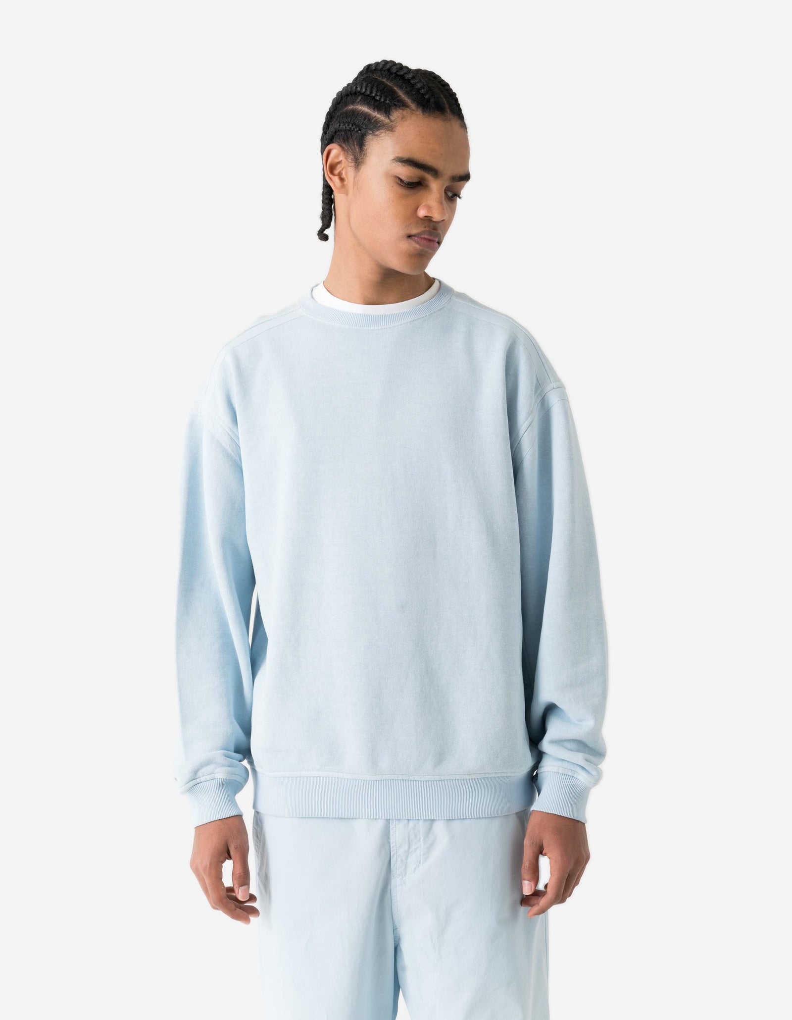 7207 Fabric Mix Cotton Crew Sweat Light Blue