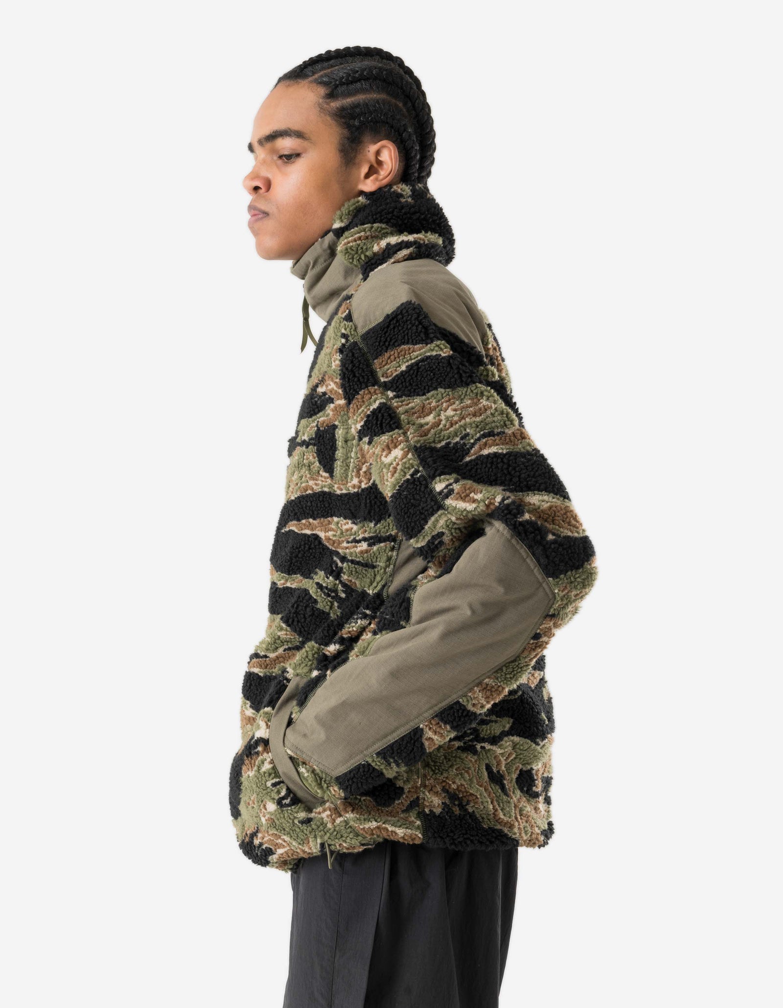 7275 Camo Asym Sherpa Fleece Jacket Mint Gold